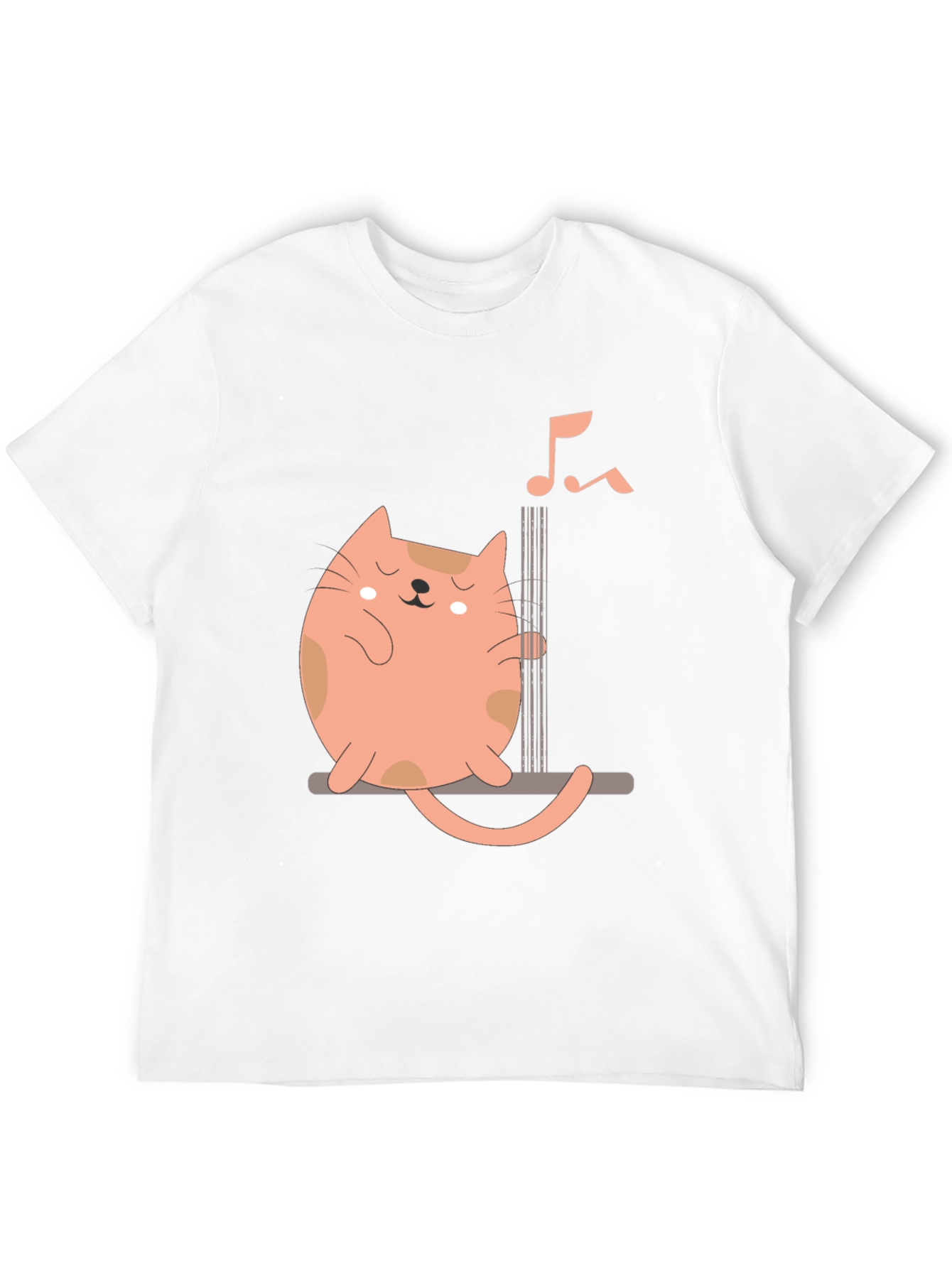 Cat Playing Guitar Graphic Tee - Black Cotton Comfort