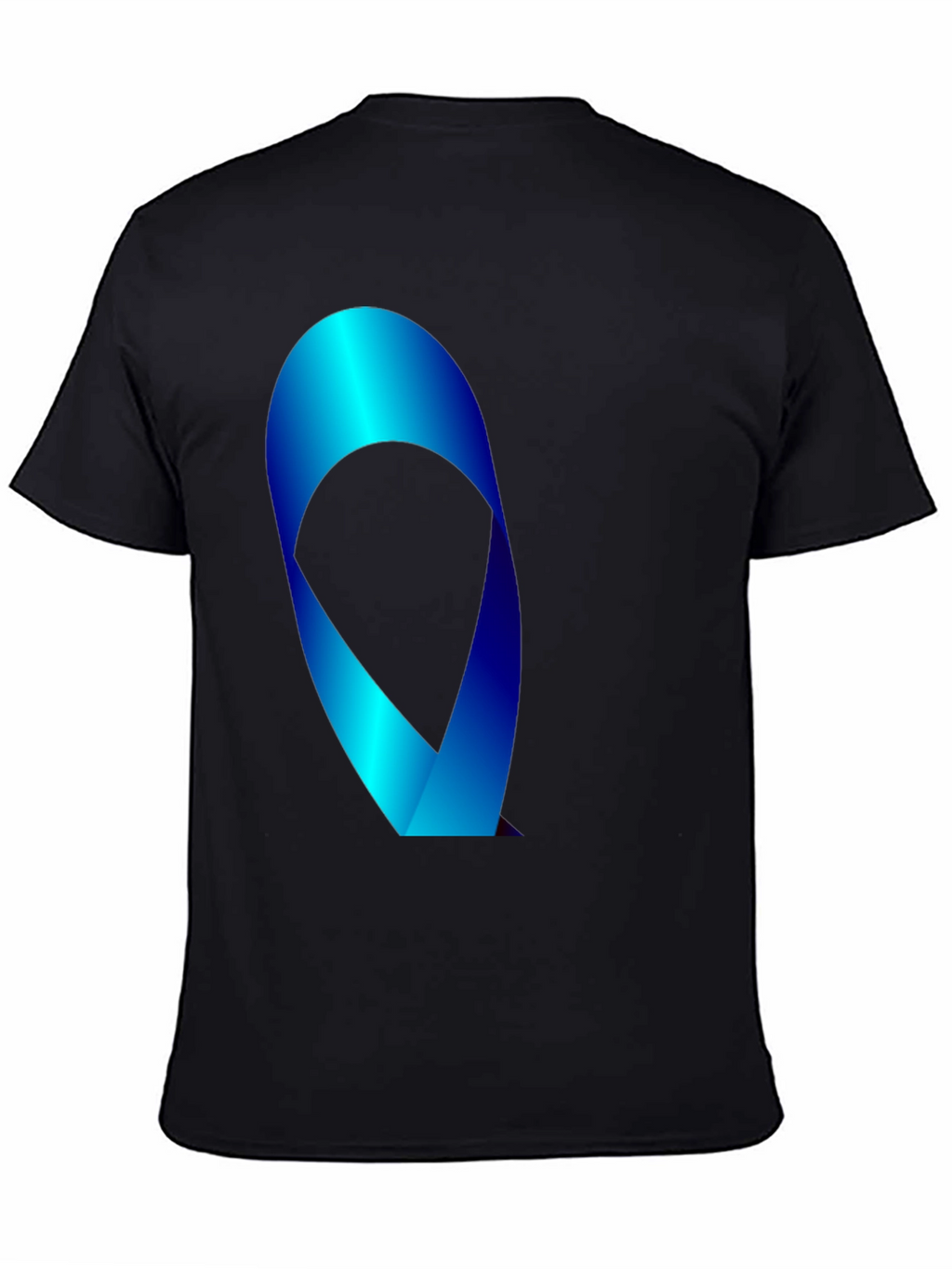 Mens Black T-Shirt with Blue Ribbon Graphic