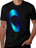 Mens Black T-Shirt with Blue Ribbon Graphic