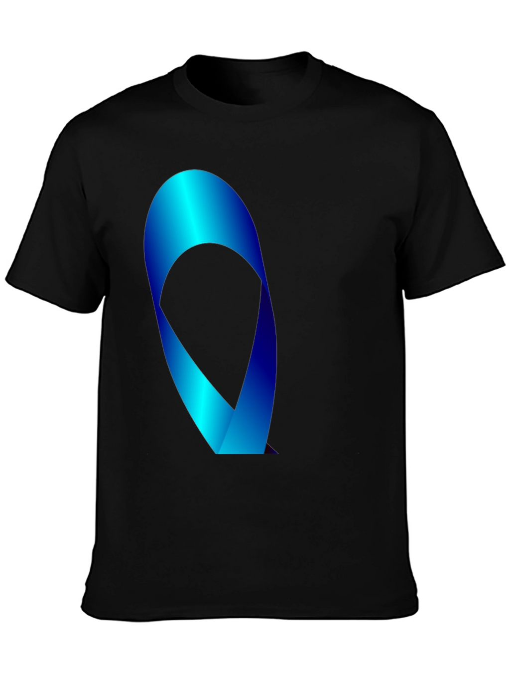 Mens Black T-Shirt with Blue Ribbon Graphic