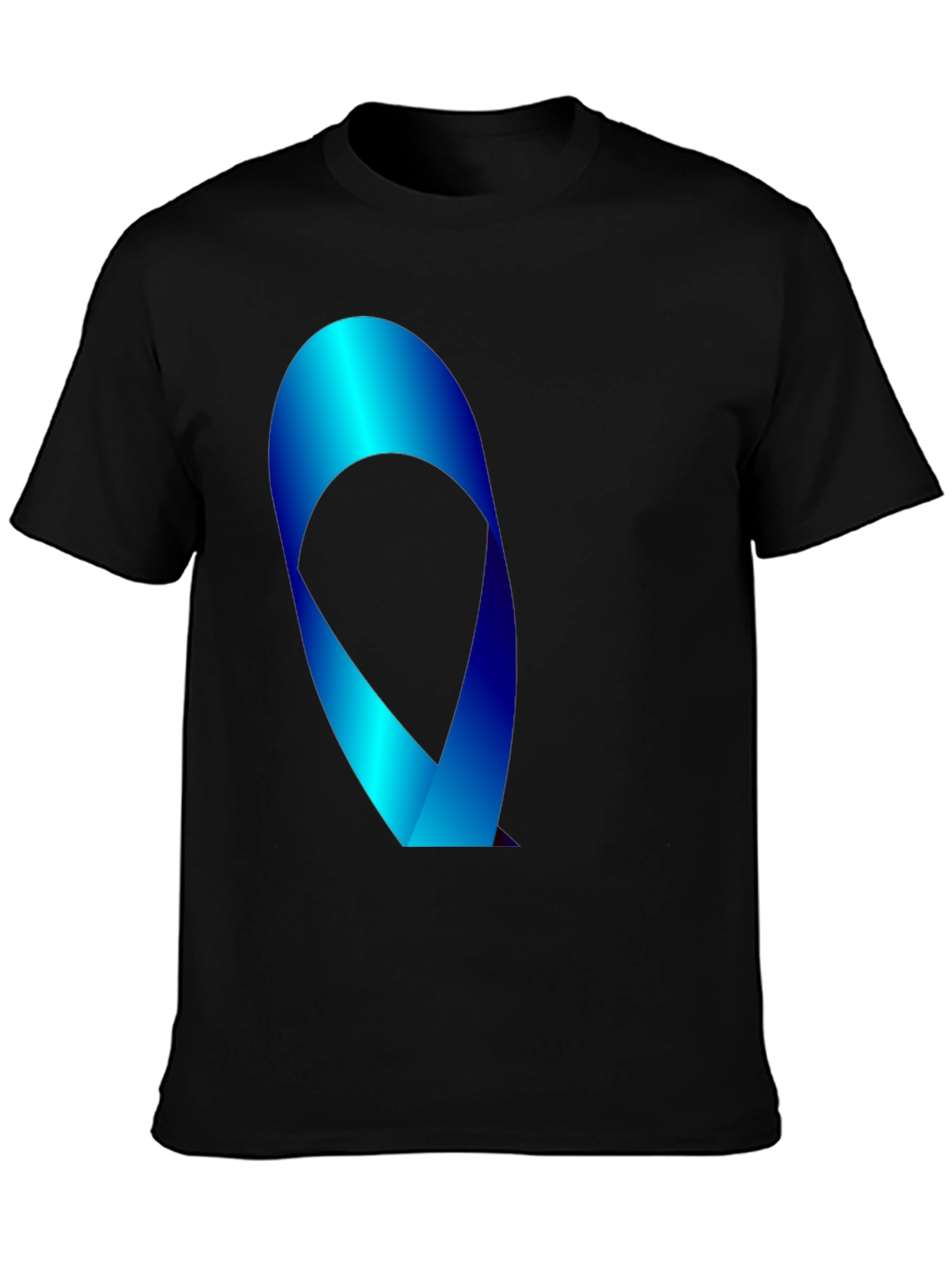 Mens Black T-Shirt with Blue Ribbon Graphic