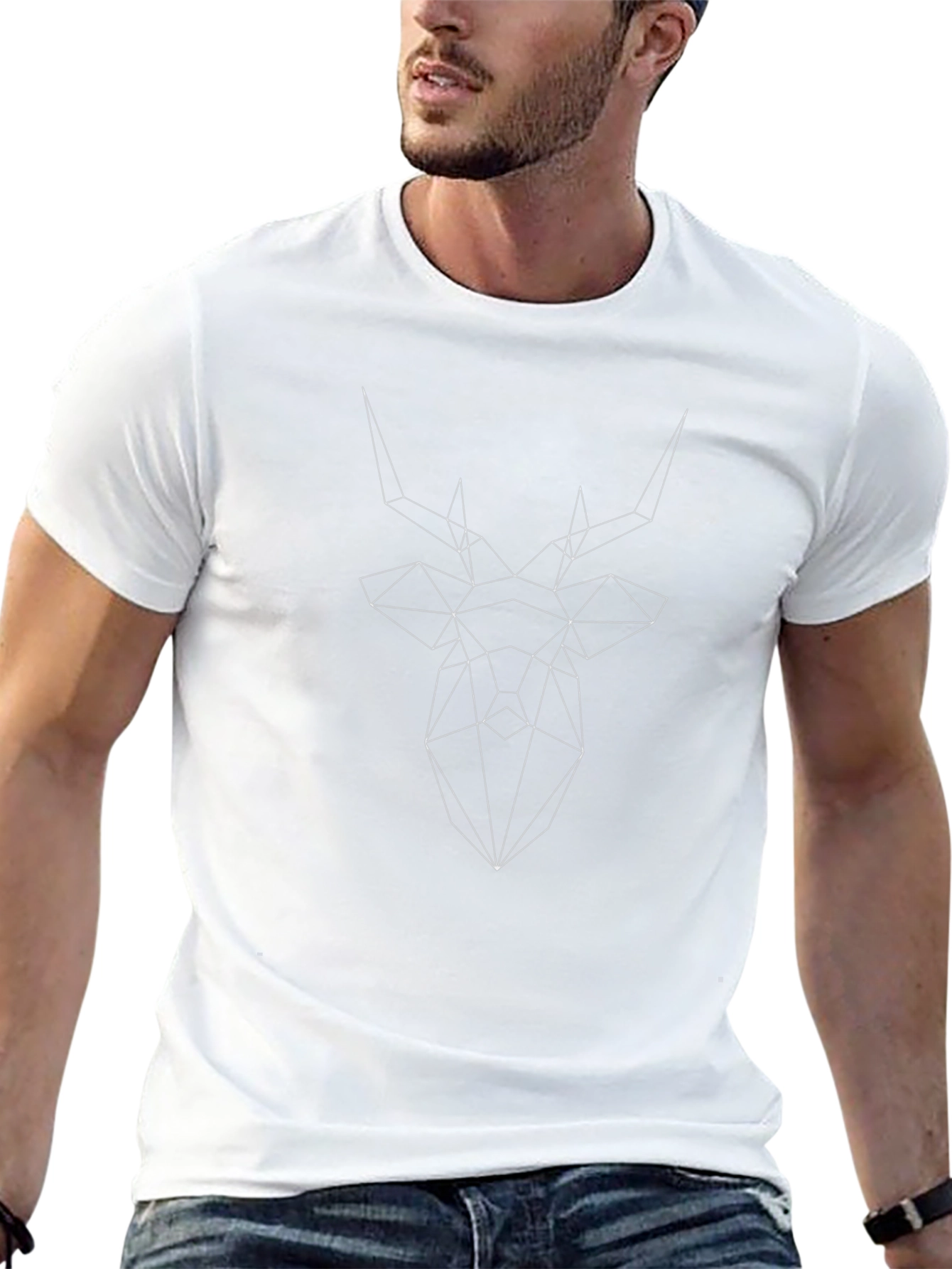 Geometric Deer Head Graphic T-Shirt