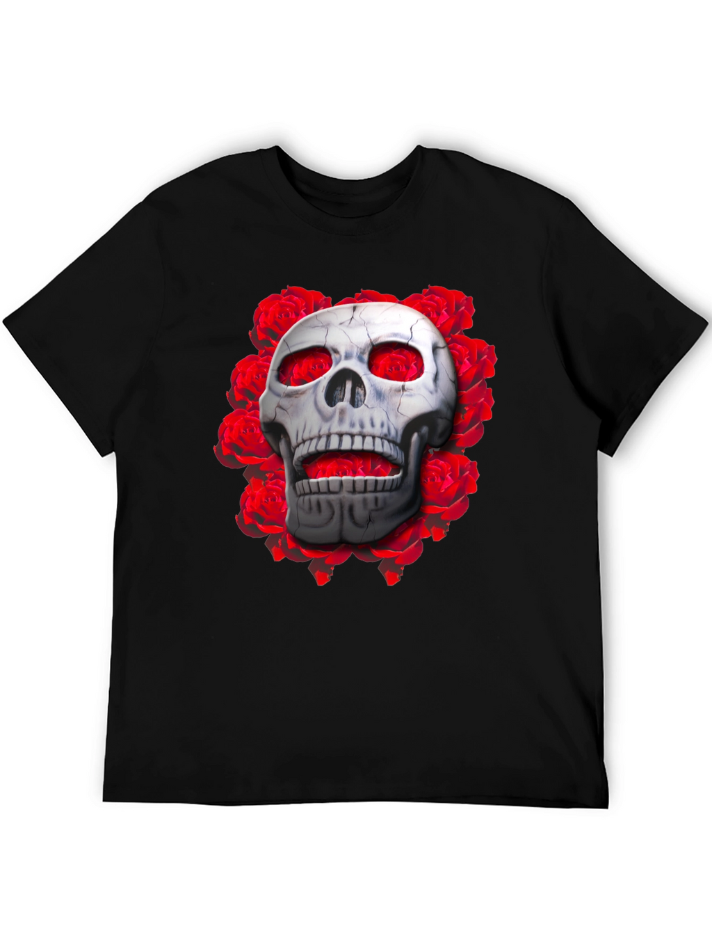 Skull & Roses Graphic Tee - Gothic Style