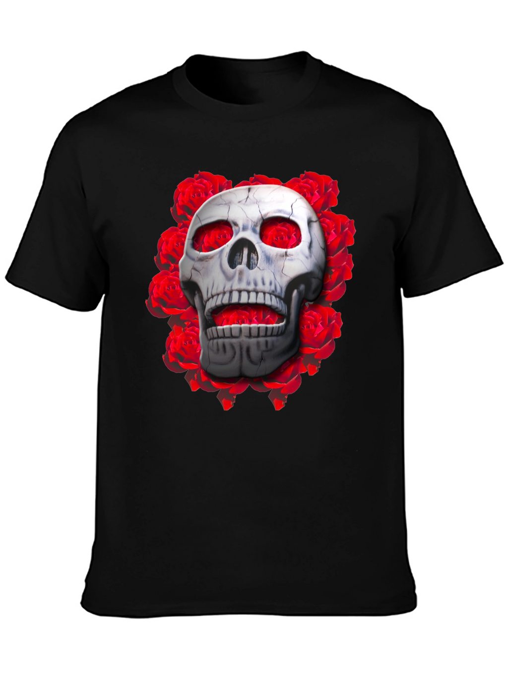 Skull & Roses Graphic Tee - Gothic Style