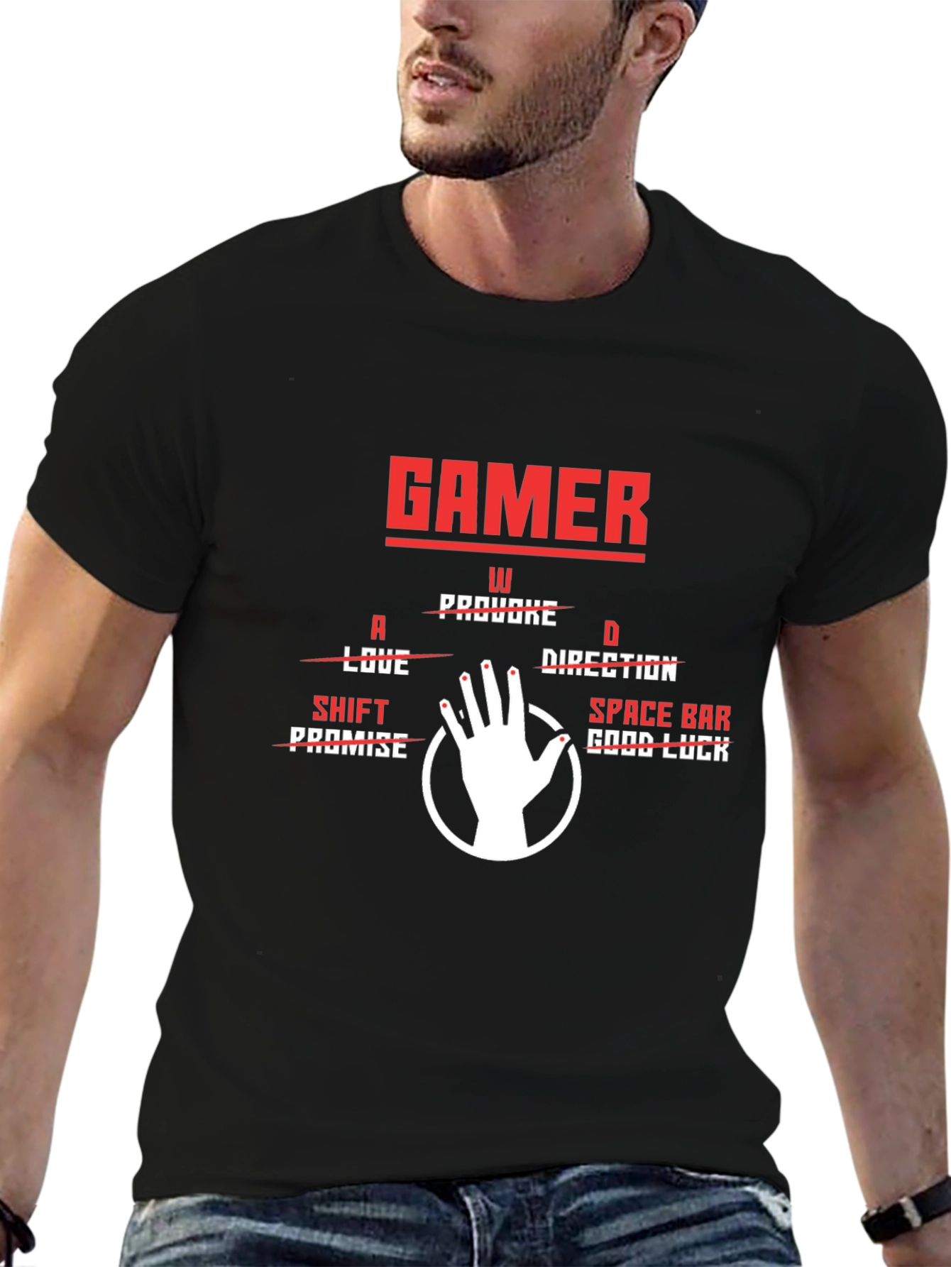 Gamer Hand T-Shirt - WASD Good Luck Tee