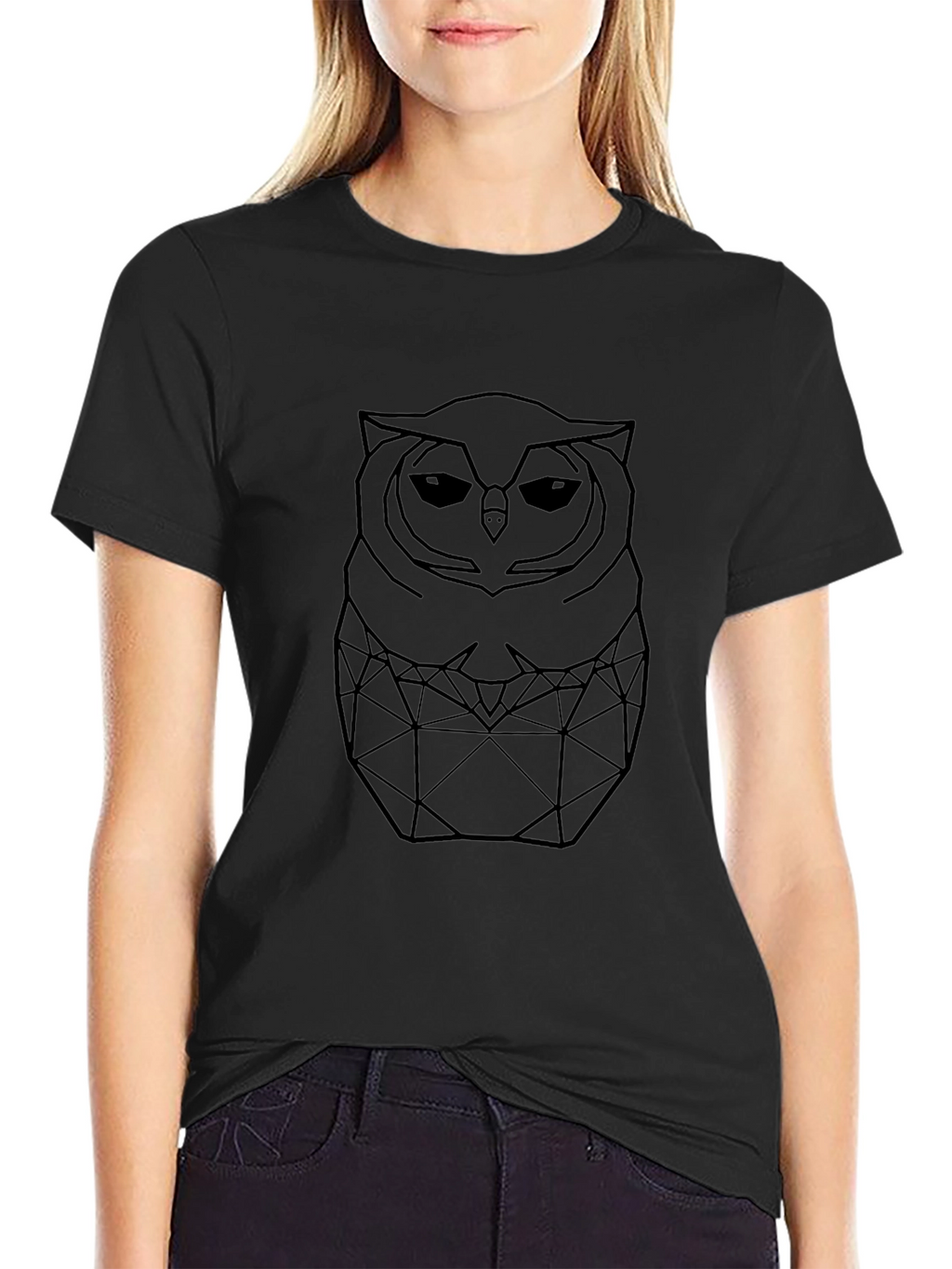 Geometric Owl Graphic T-Shirt - Mens Black Tee