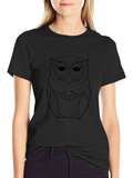 Geometric Owl Graphic T-Shirt - Mens Black Tee