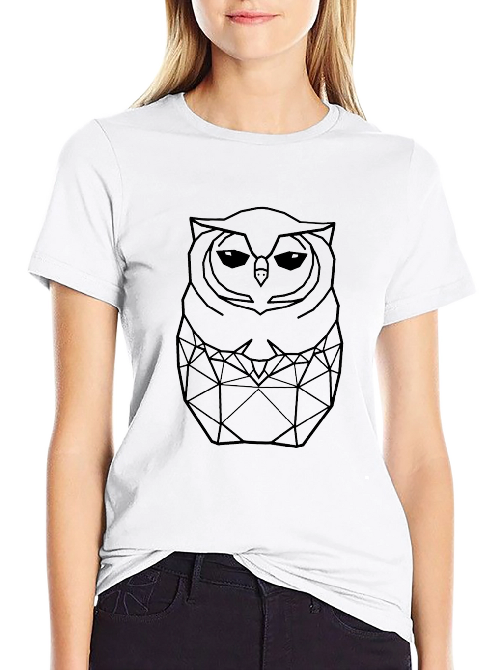 Geometric Owl Graphic T-Shirt - Mens Black Tee