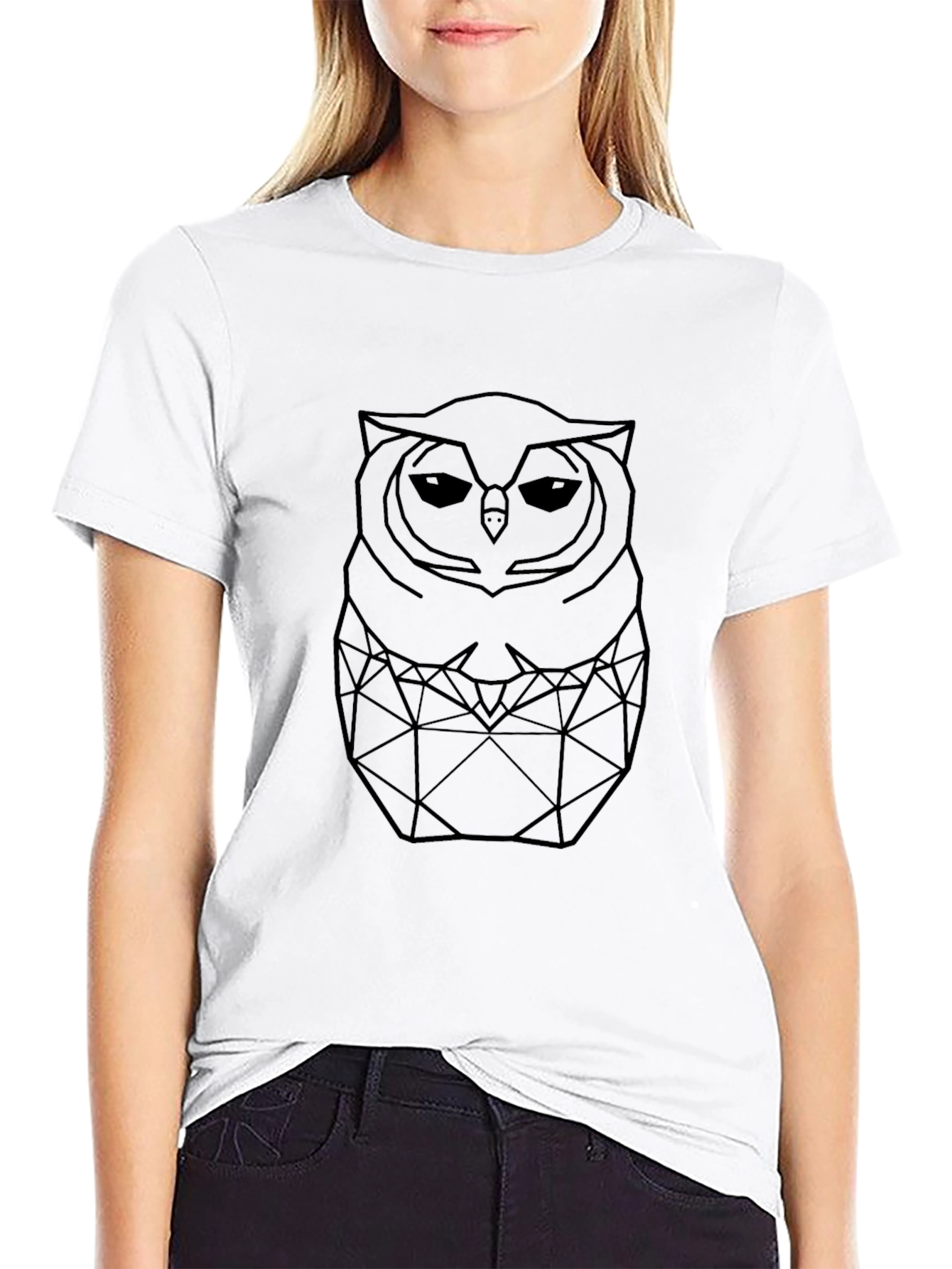 Geometric Owl Graphic T-Shirt - Mens Black Tee