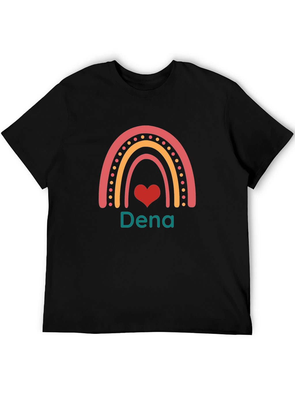 Dena Rainbow Heart Custom Black T-Shirt