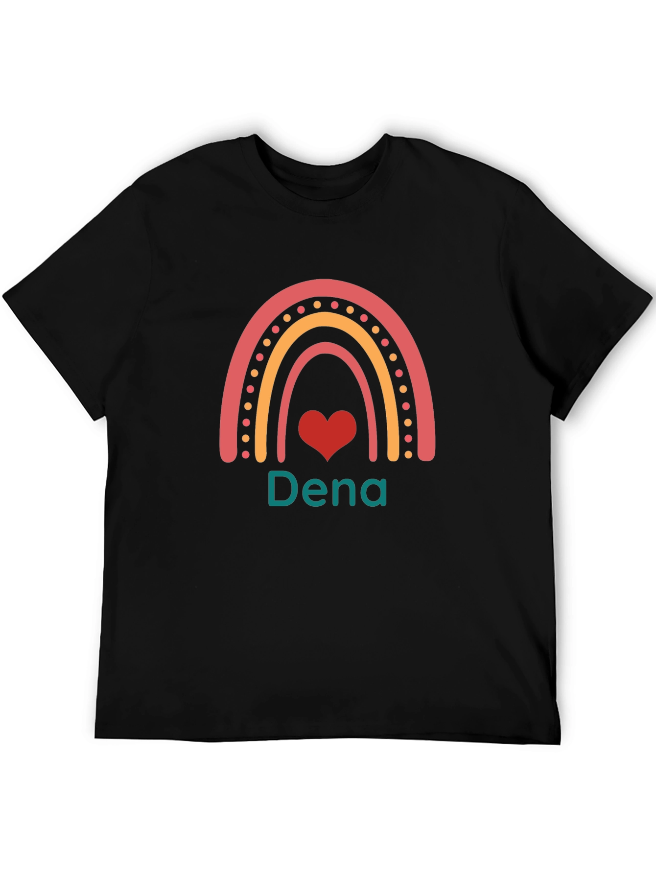 Dena Rainbow Heart Custom Black T-Shirt