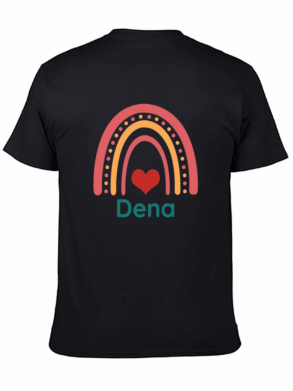 Dena Rainbow Heart Custom Black T-Shirt