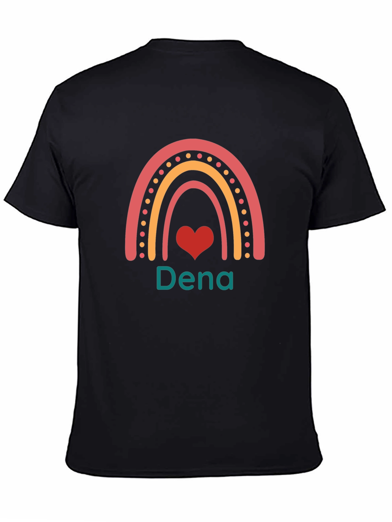 Dena Rainbow Heart Custom Black T-Shirt