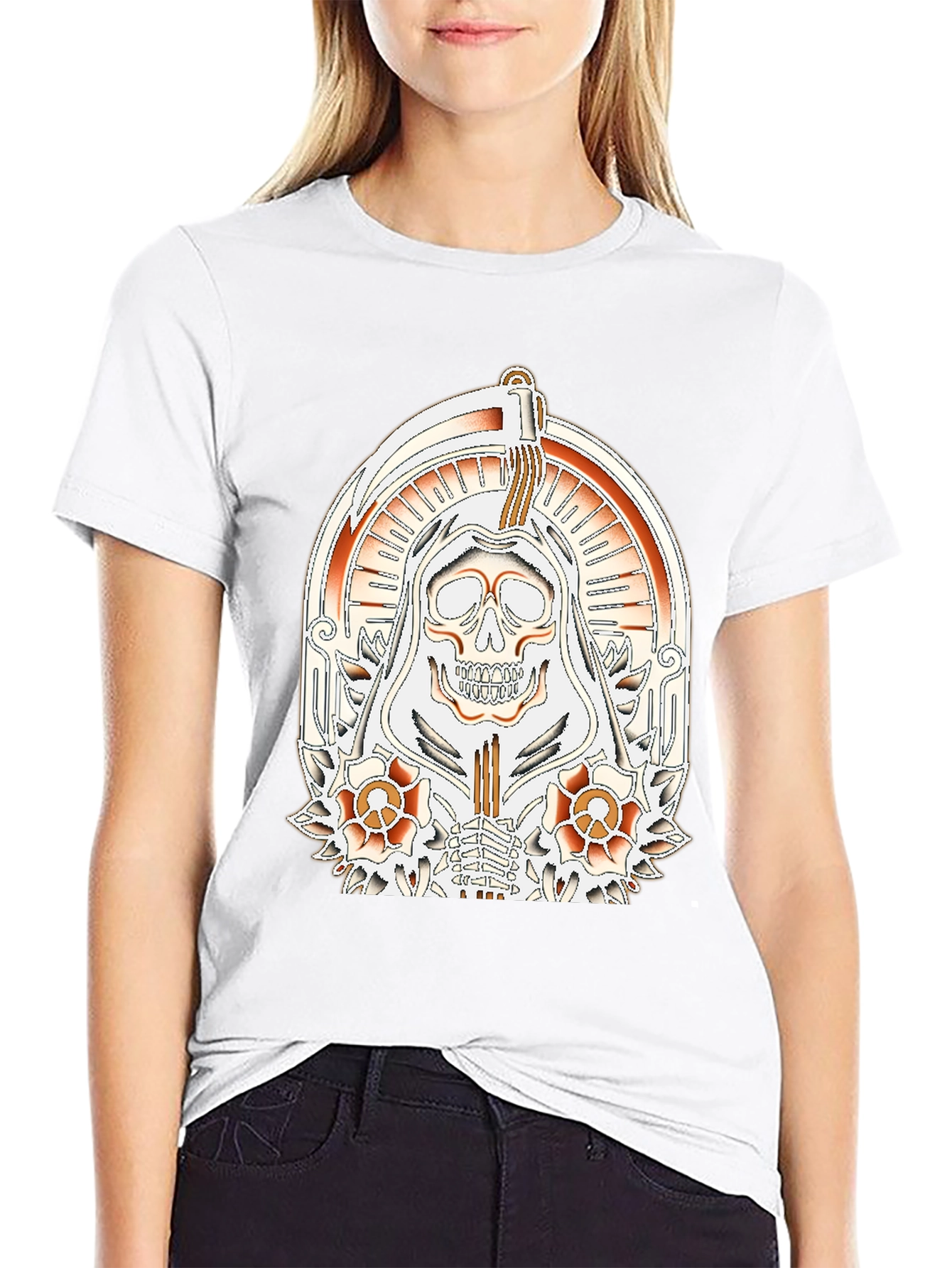 Grim Reaper Tattoo Style Graphic T-Shirt