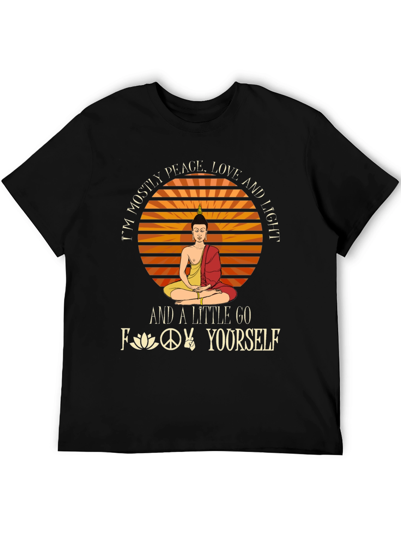 Peace Love Light Graphic T-Shirt - Buddha Design