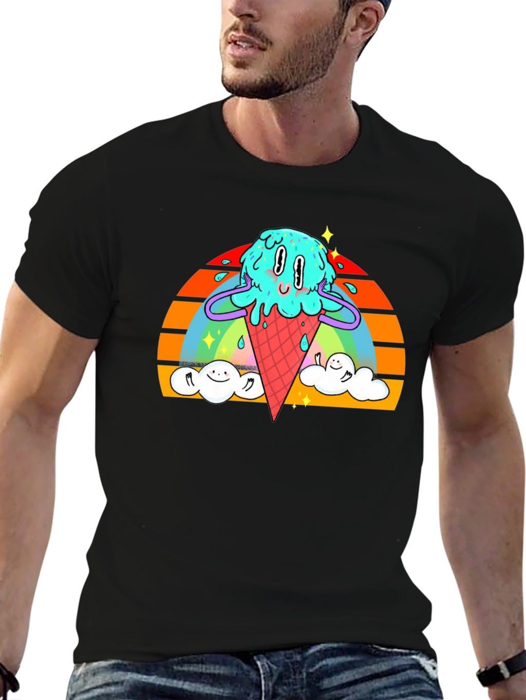 Ice Cream Cone Graphic Tee - Retro Summer Vibes
