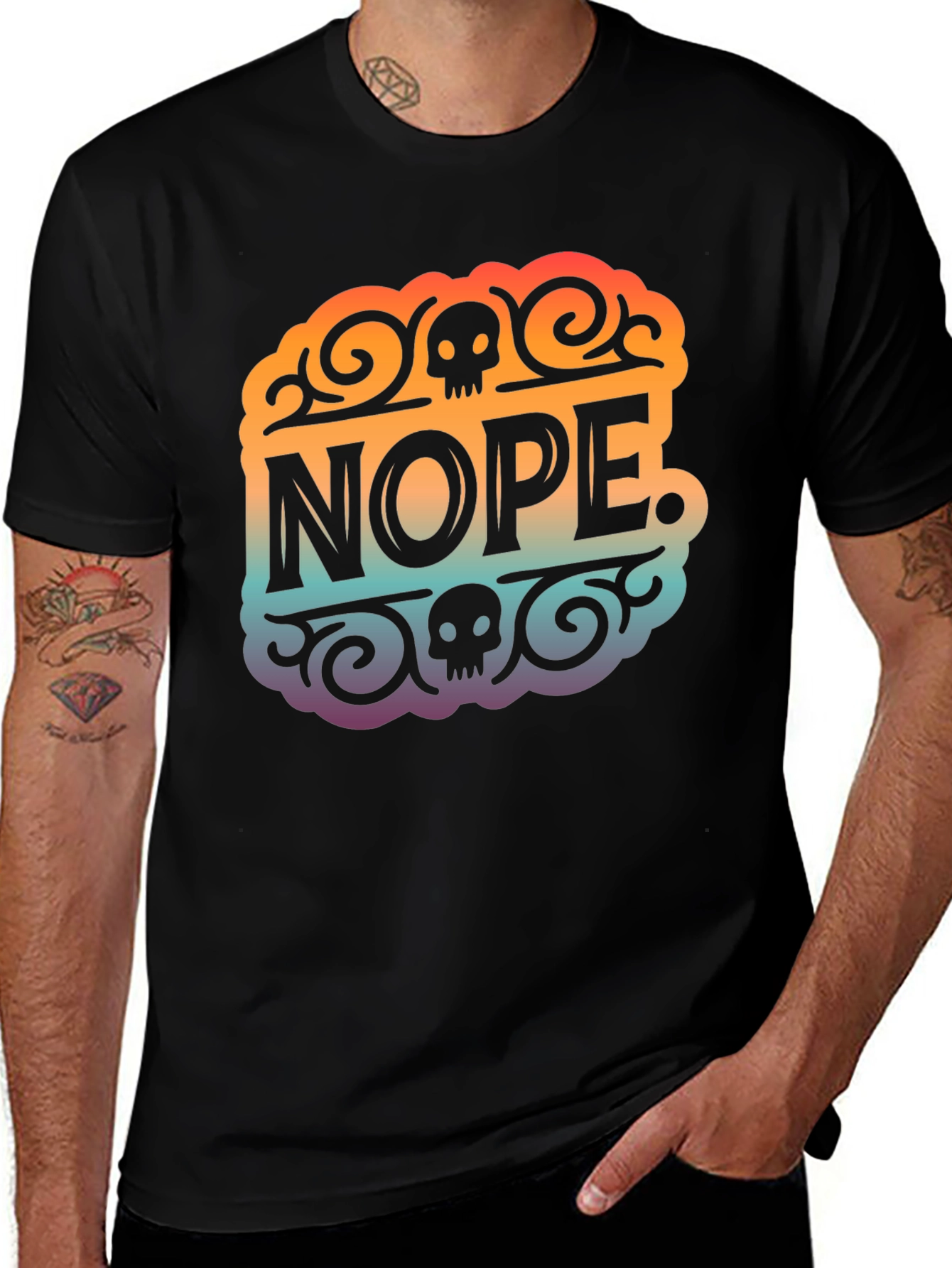 Nope Skull Graphic T-Shirt - Black
