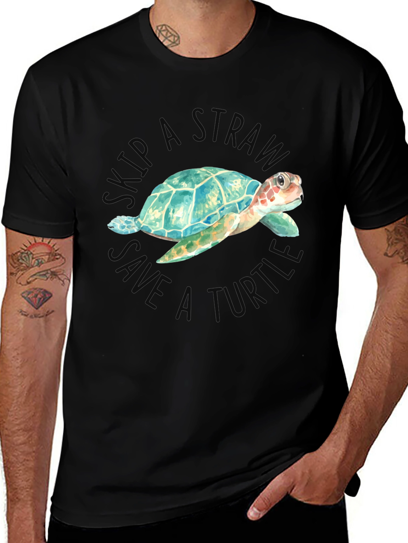 Skip A Straw Save A Turtle Graphic Tee