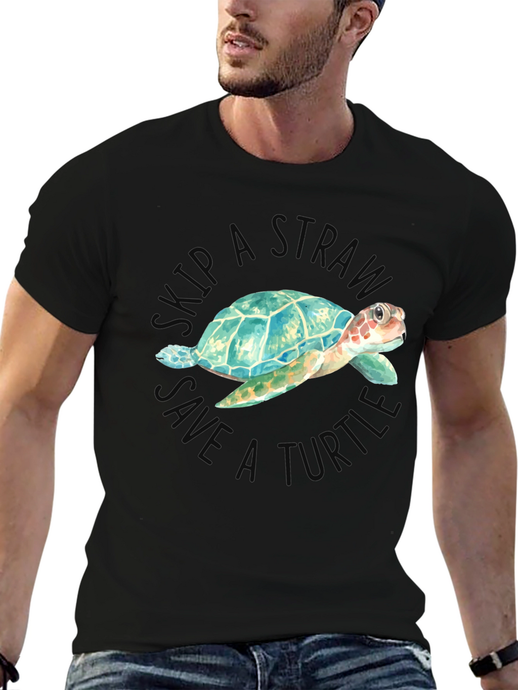Skip A Straw Save A Turtle Graphic Tee