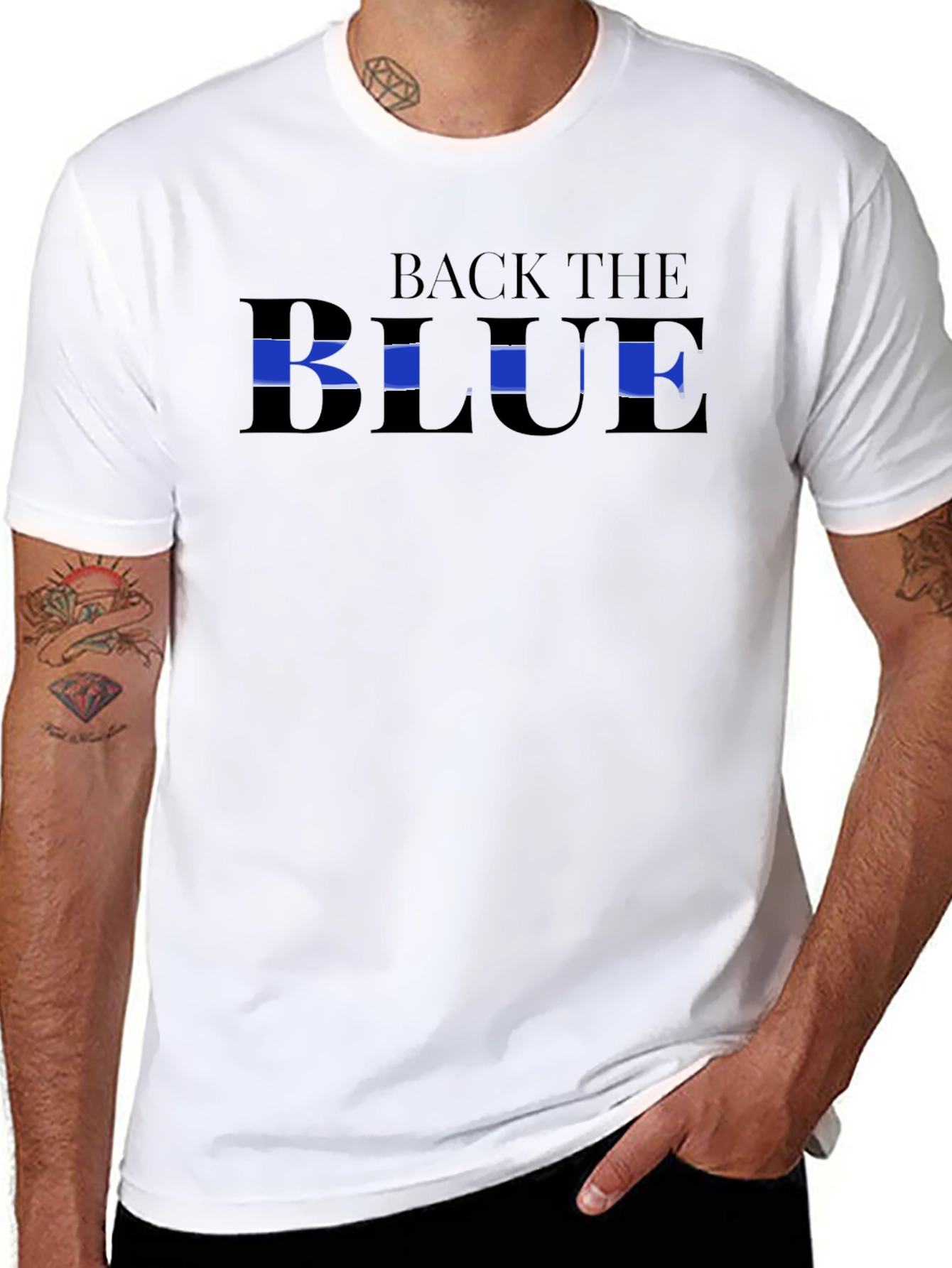 Back The Blue Graphic Tee - Mens Black T-Shirt