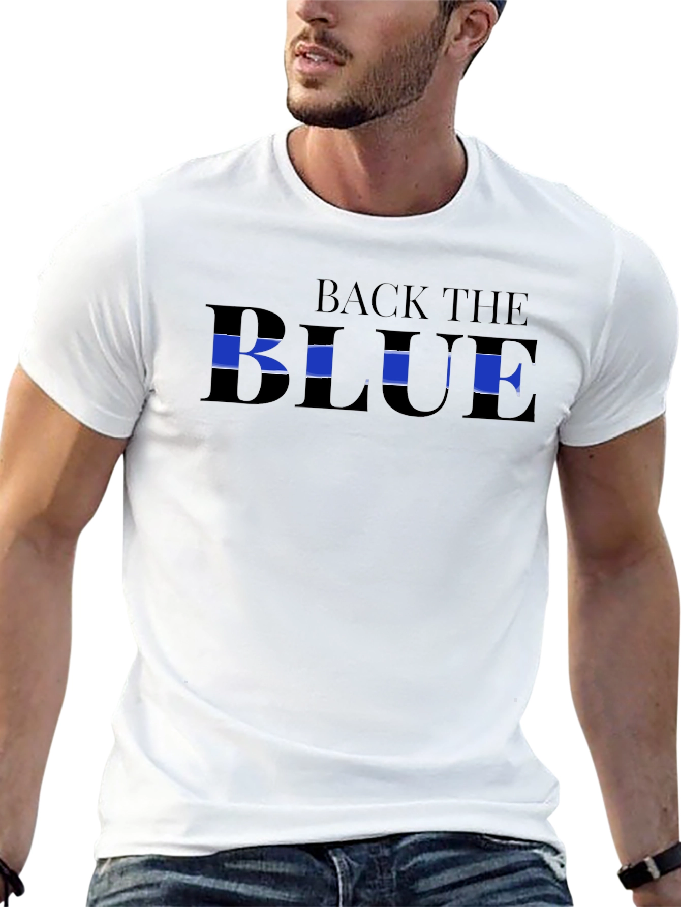 Back The Blue Graphic Tee - Mens Black T-Shirt