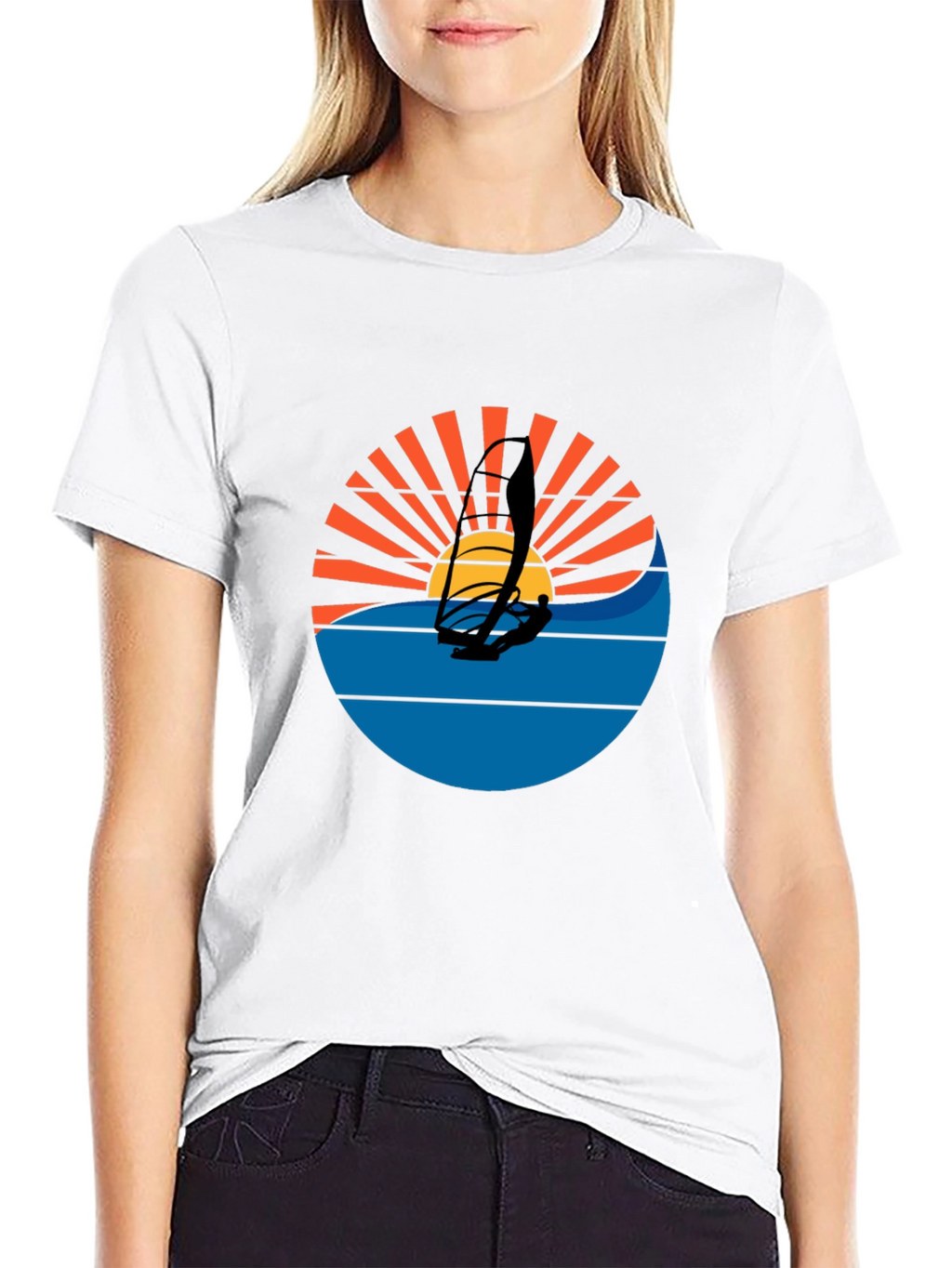 Windsurfing Sunset Graphic Tee - Black