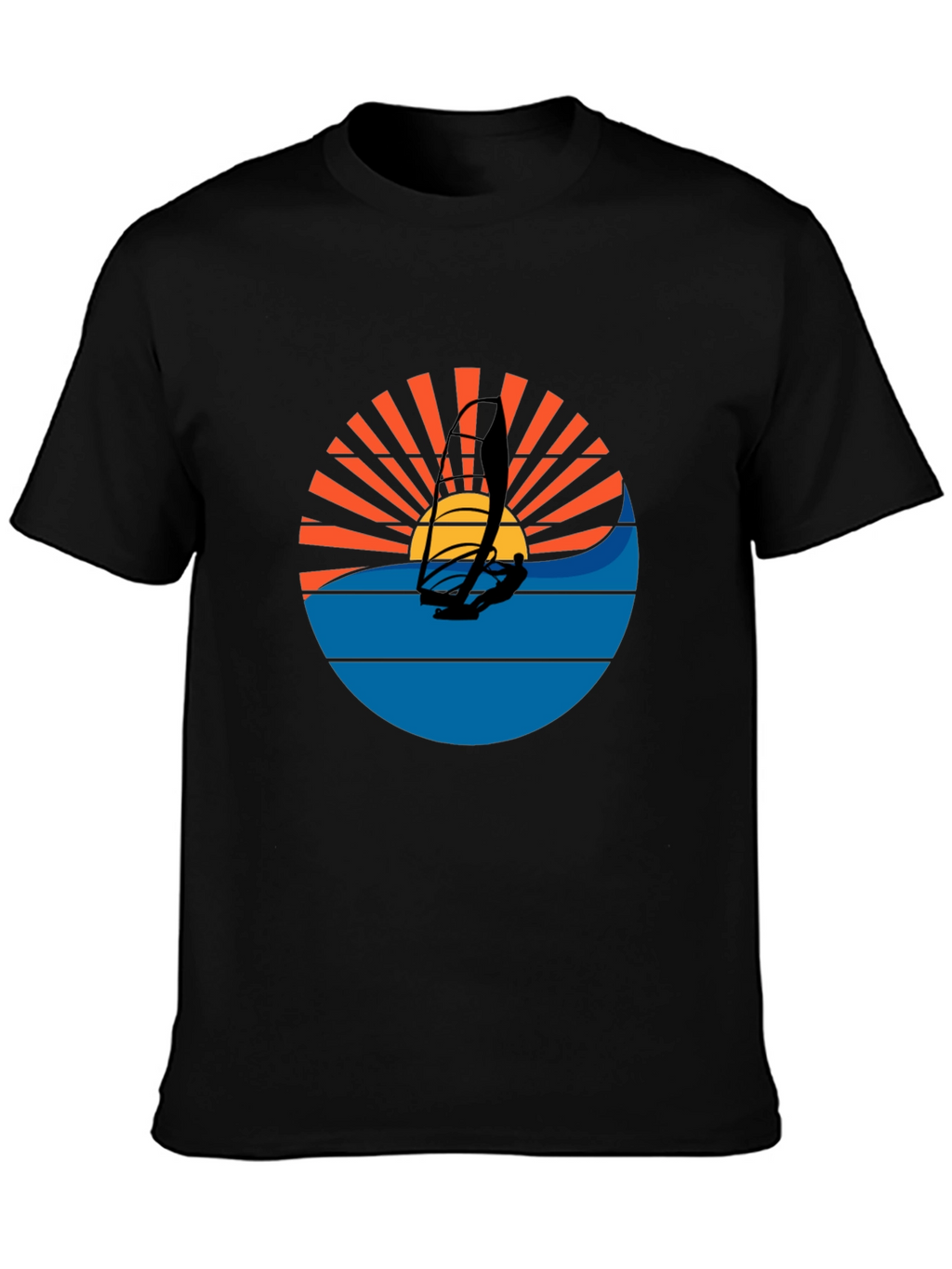 Windsurfing Sunset Graphic Tee - Black