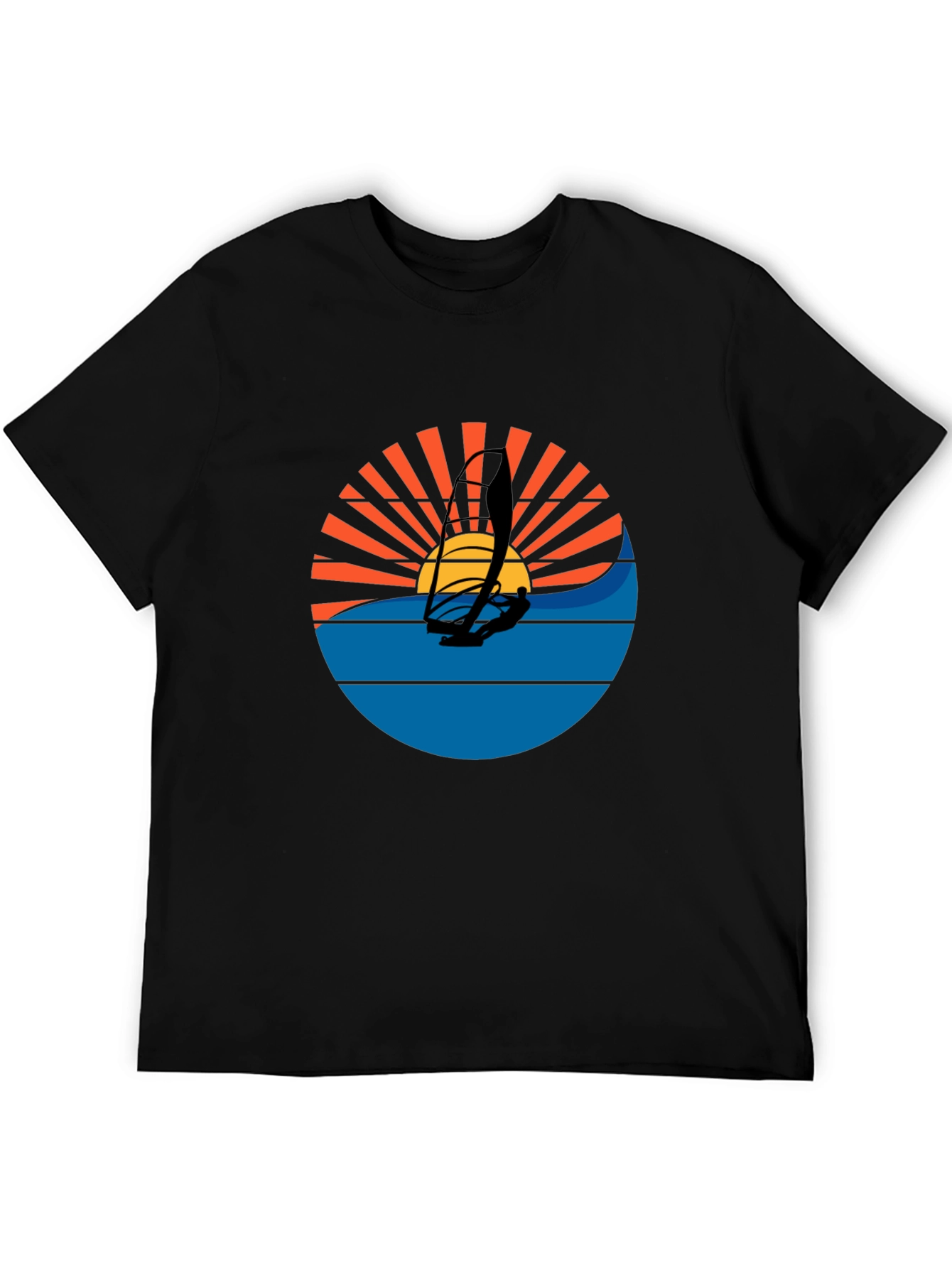 Windsurfing Sunset Graphic Tee - Black