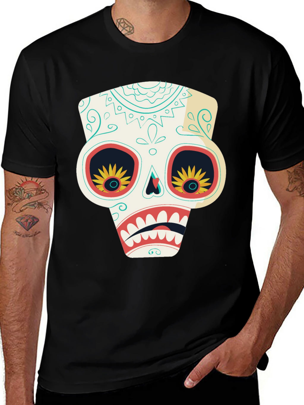 Sugar Skull T-Shirt - Day of the Dead Style
