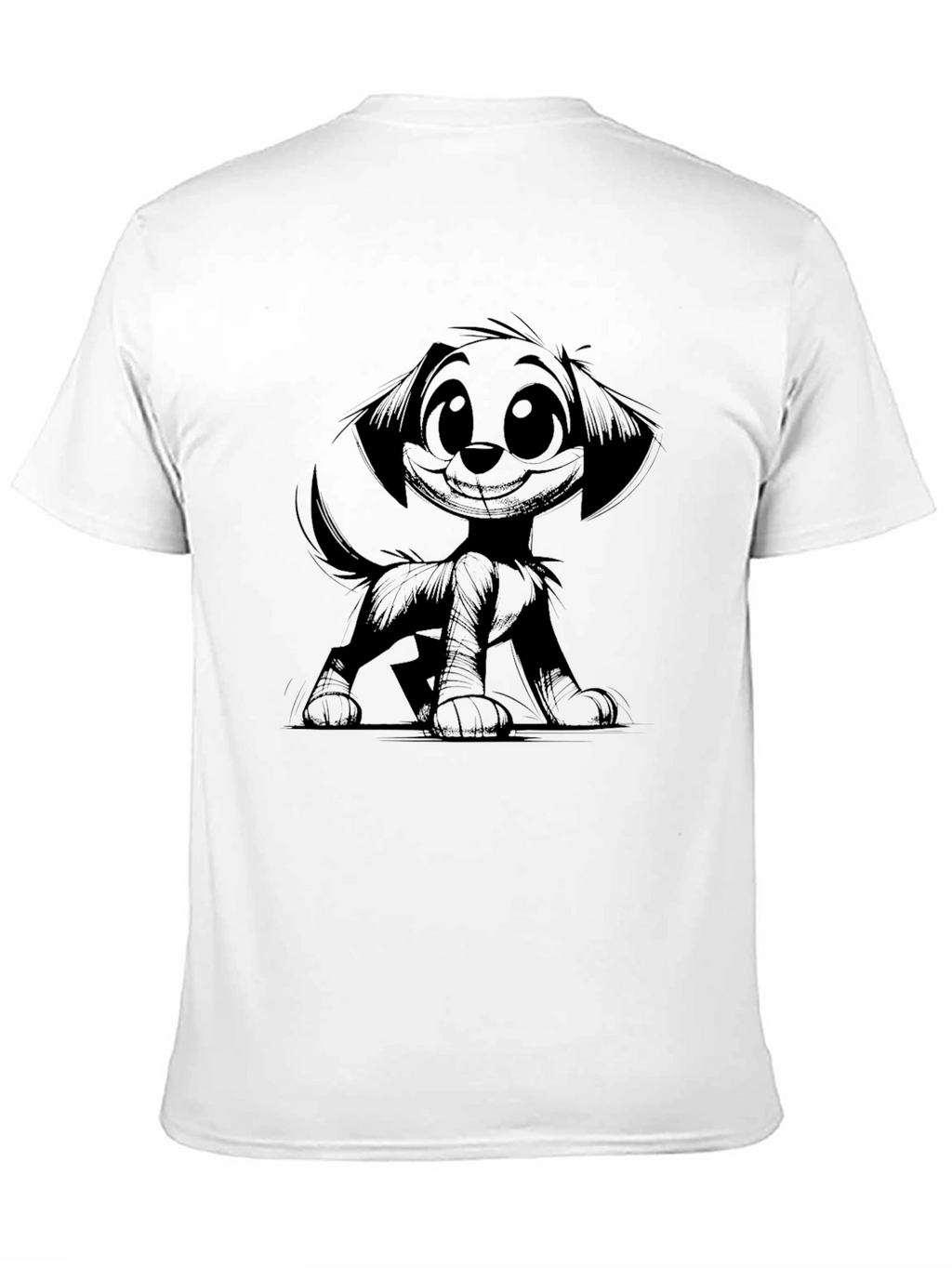 Cartoon Dog Graphic Tee - Black