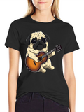 Pug Playing Guitar Graphic T-Shirt