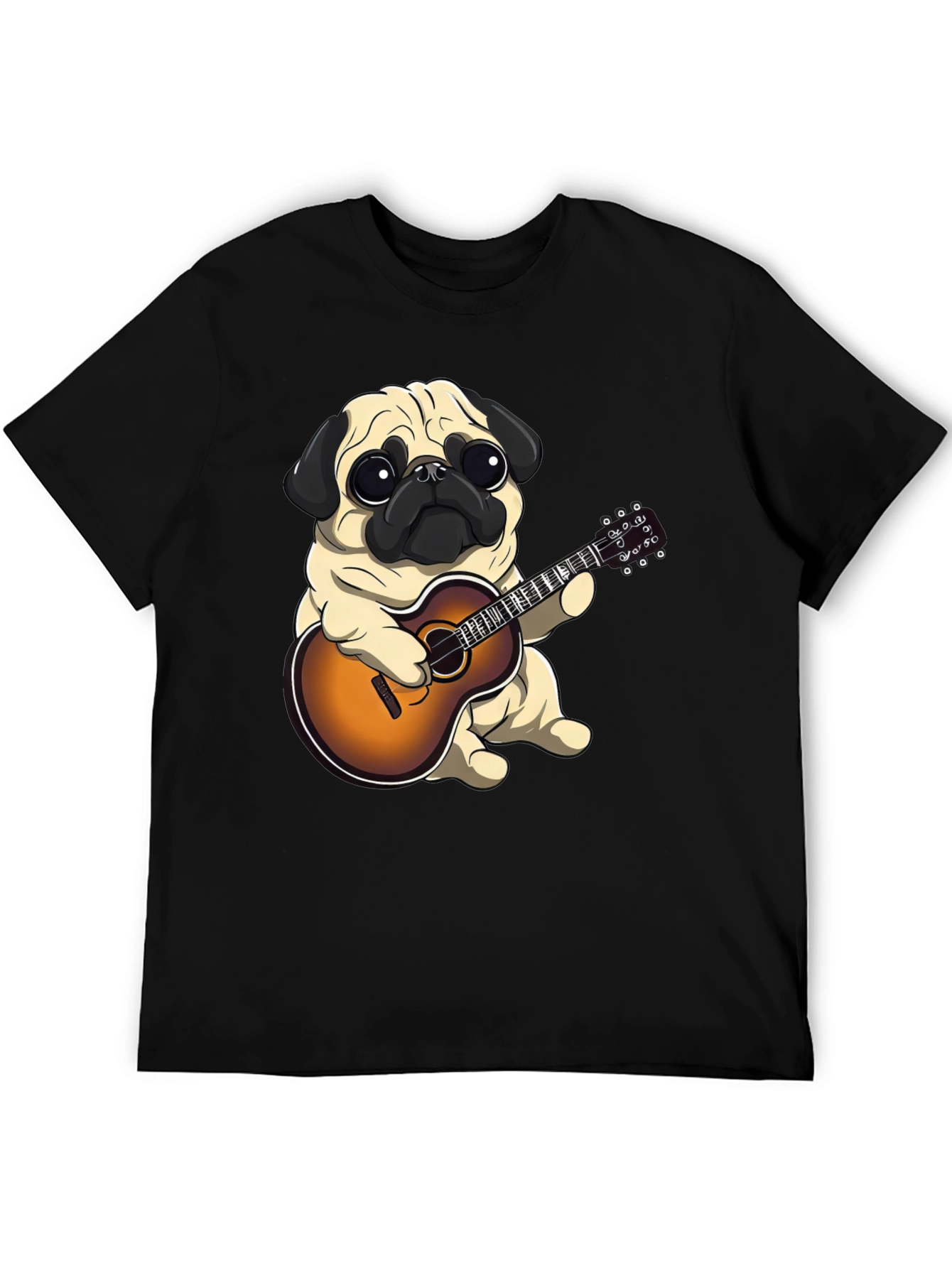 Pug Playing Guitar Graphic T-Shirt