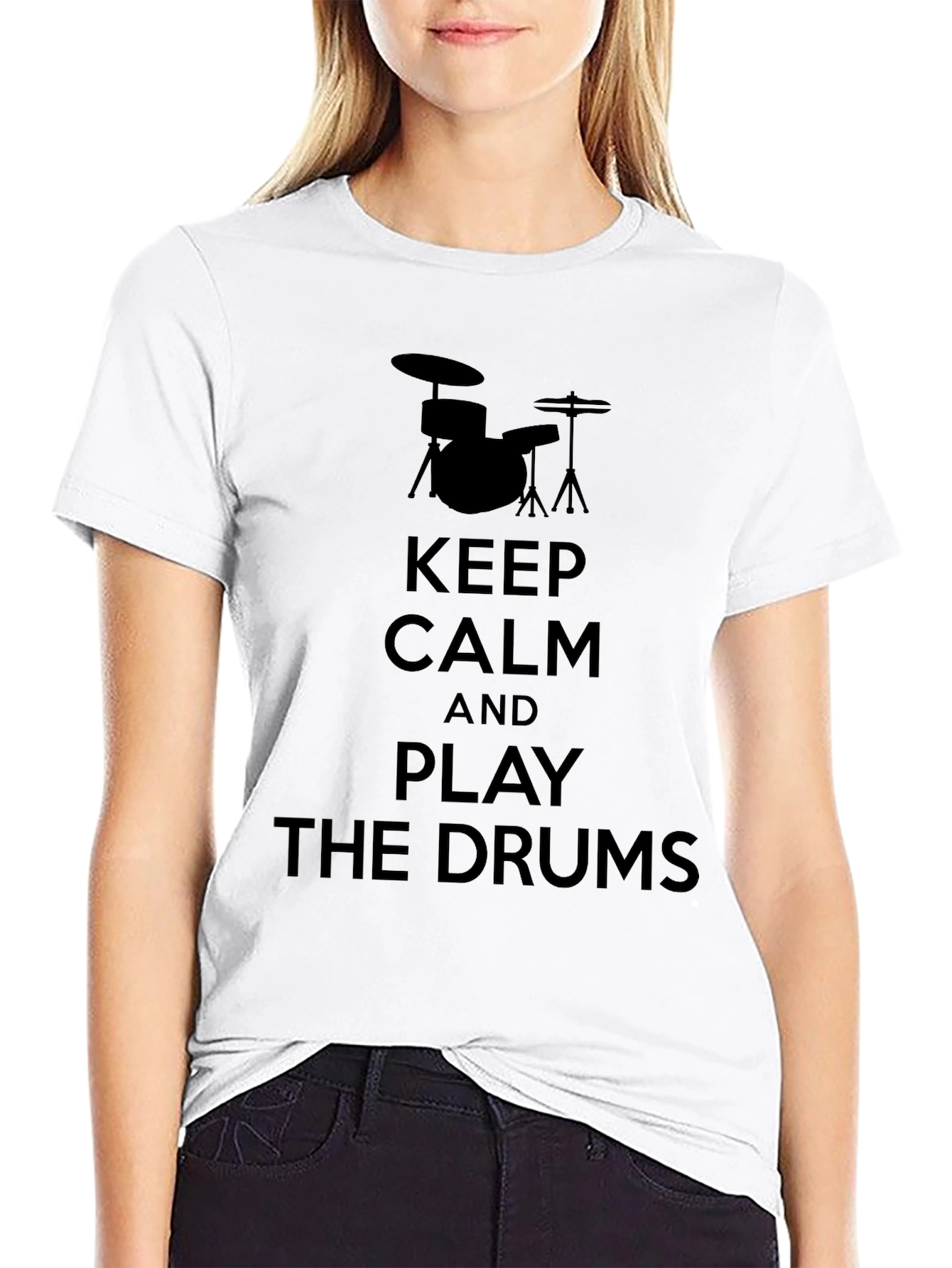 Keep Calm and Play the Drums Black T-Shirt