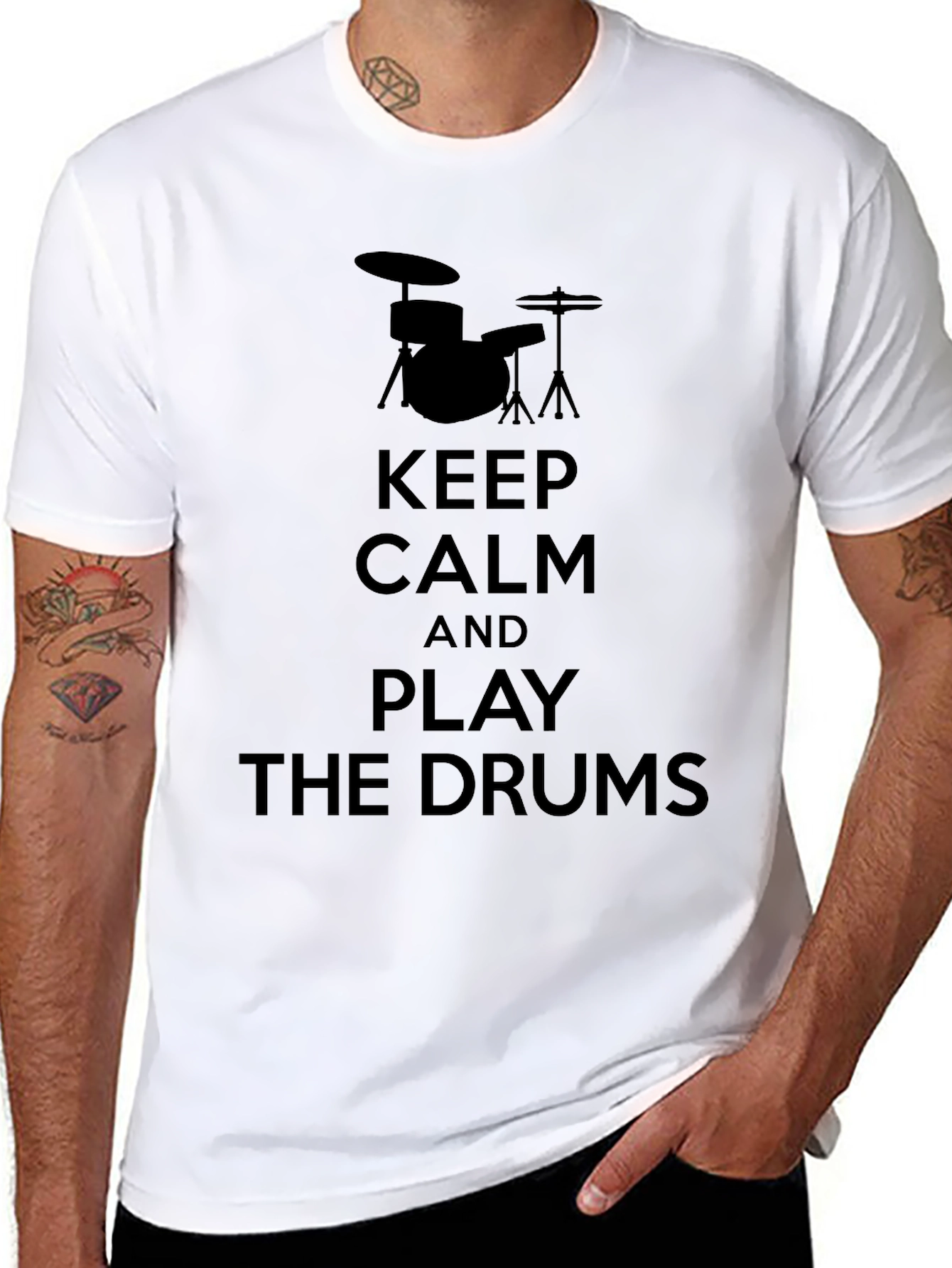 Keep Calm and Play the Drums Black T-Shirt