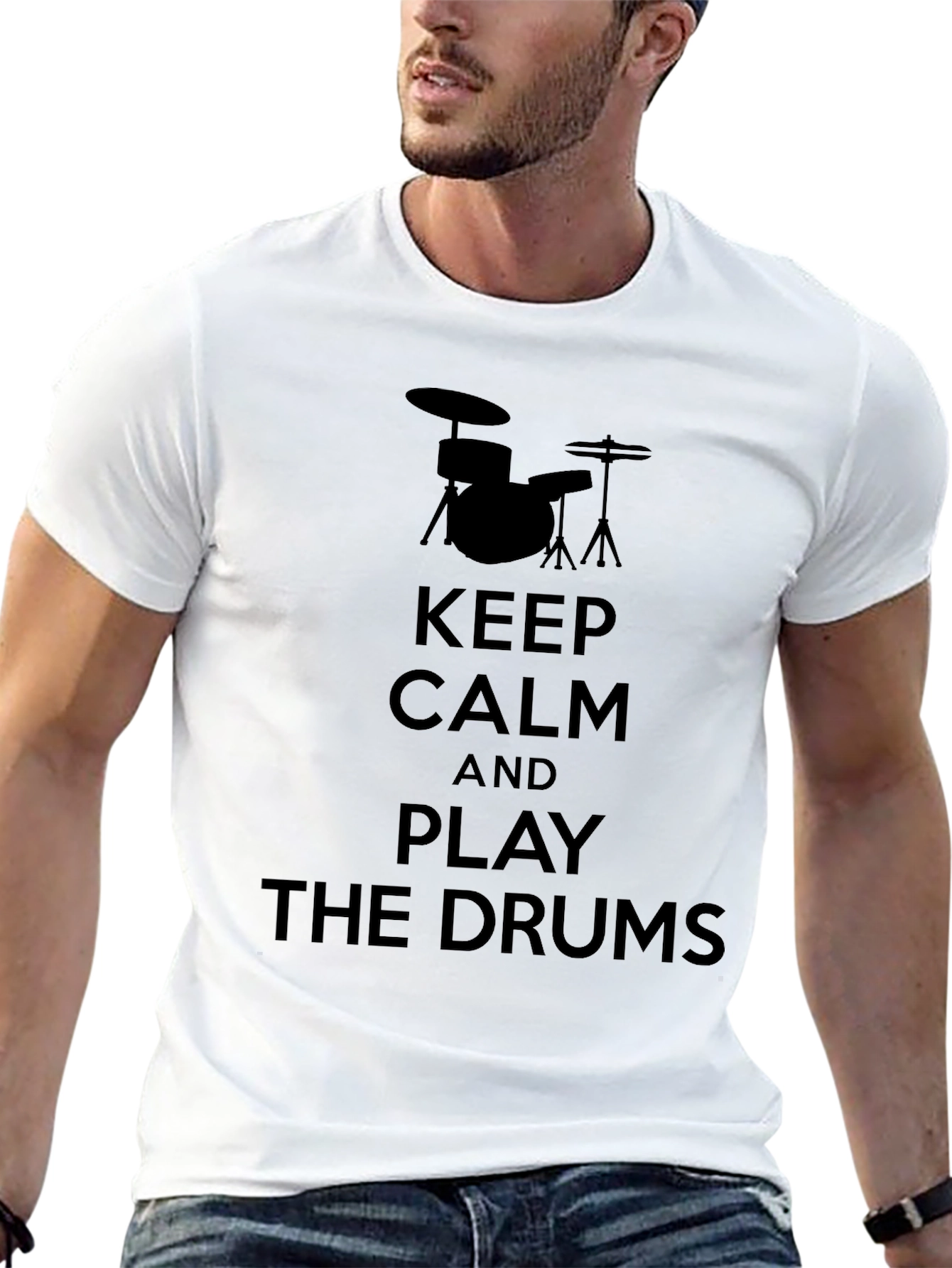 Keep Calm and Play the Drums Black T-Shirt