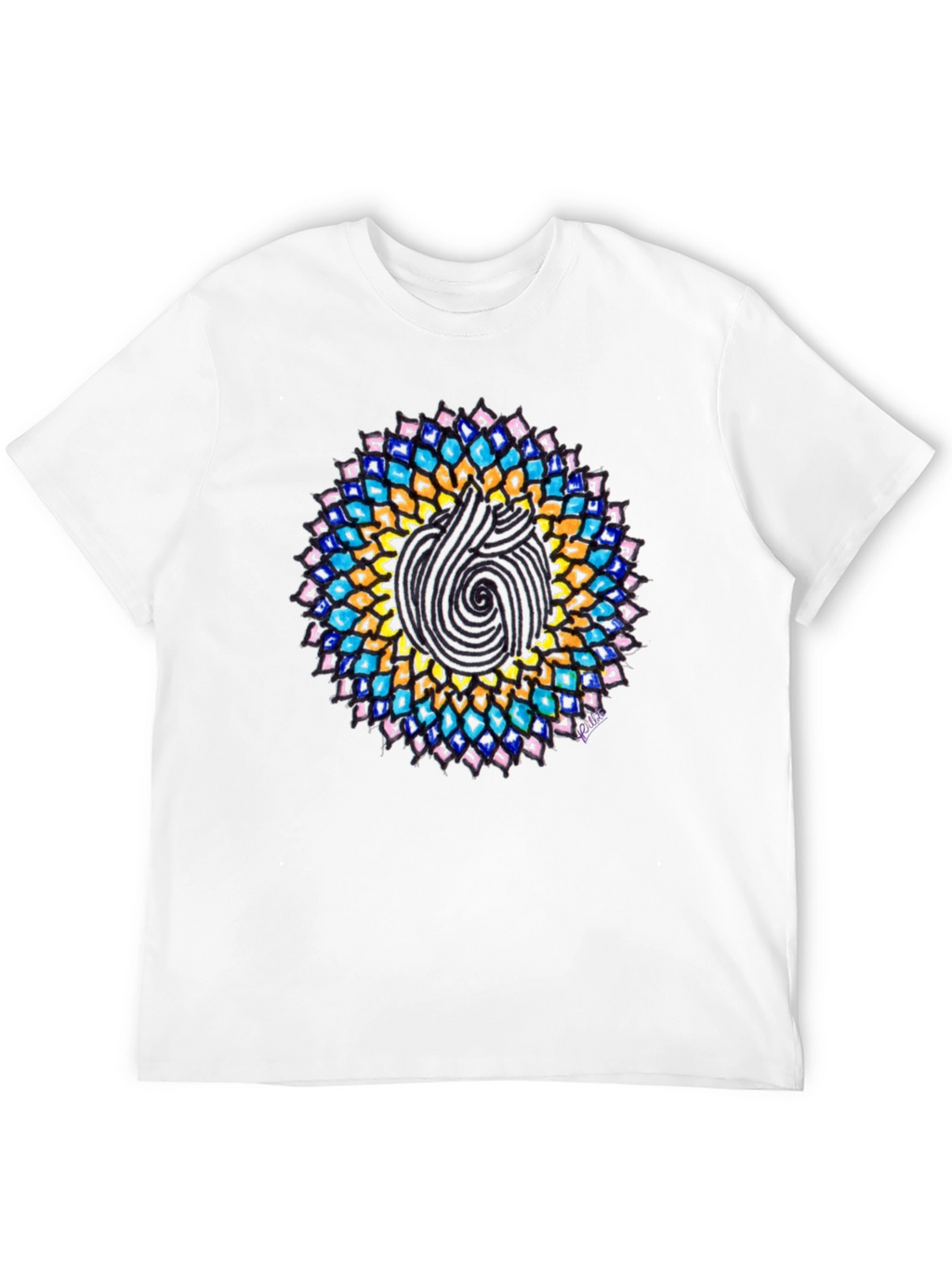 Mandala Print Black Crew Neck T-Shirt