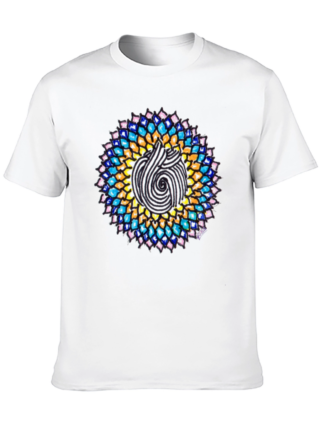 Mandala Print Black Crew Neck T-Shirt