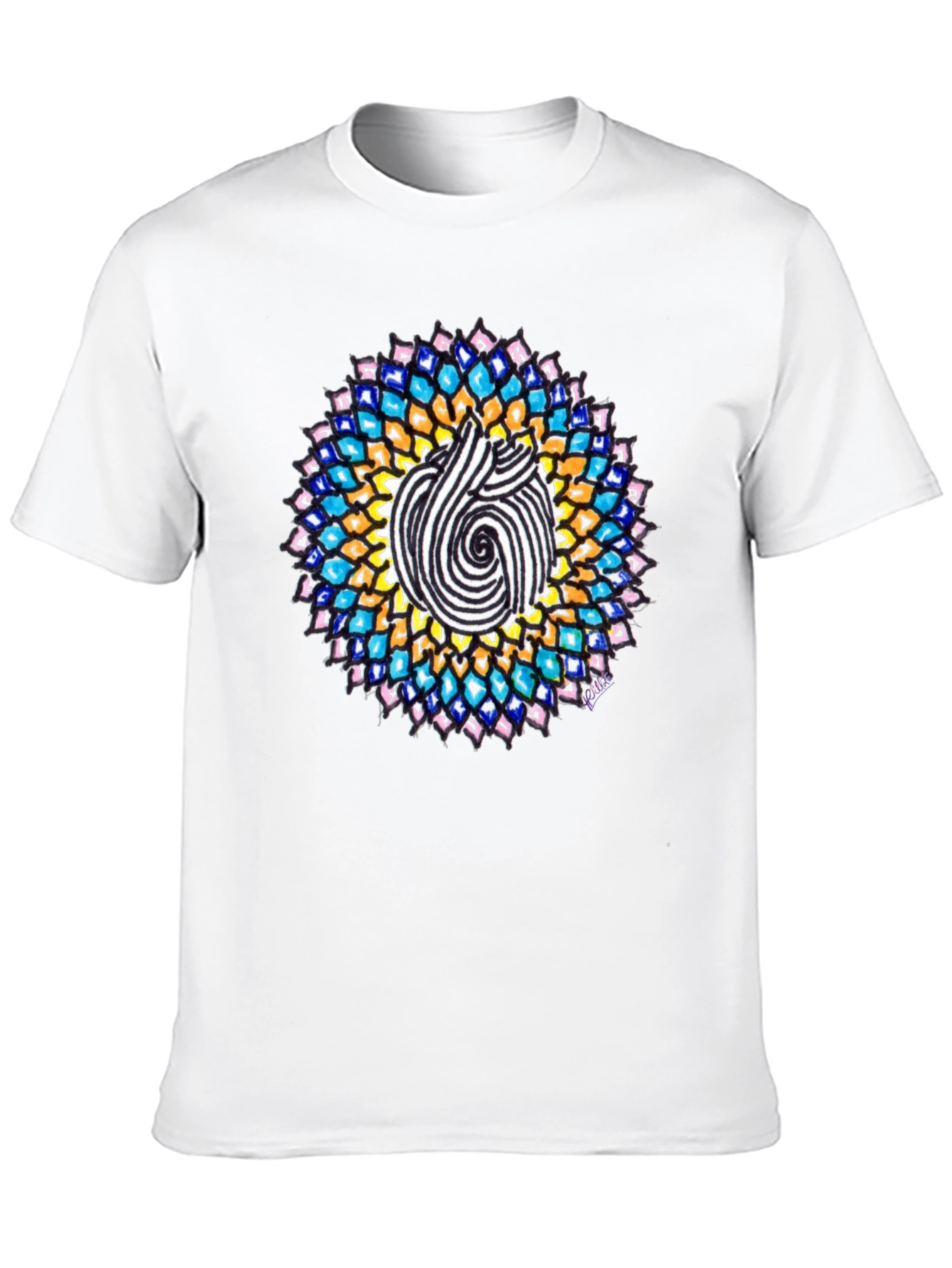 Mandala Print Black Crew Neck T-Shirt