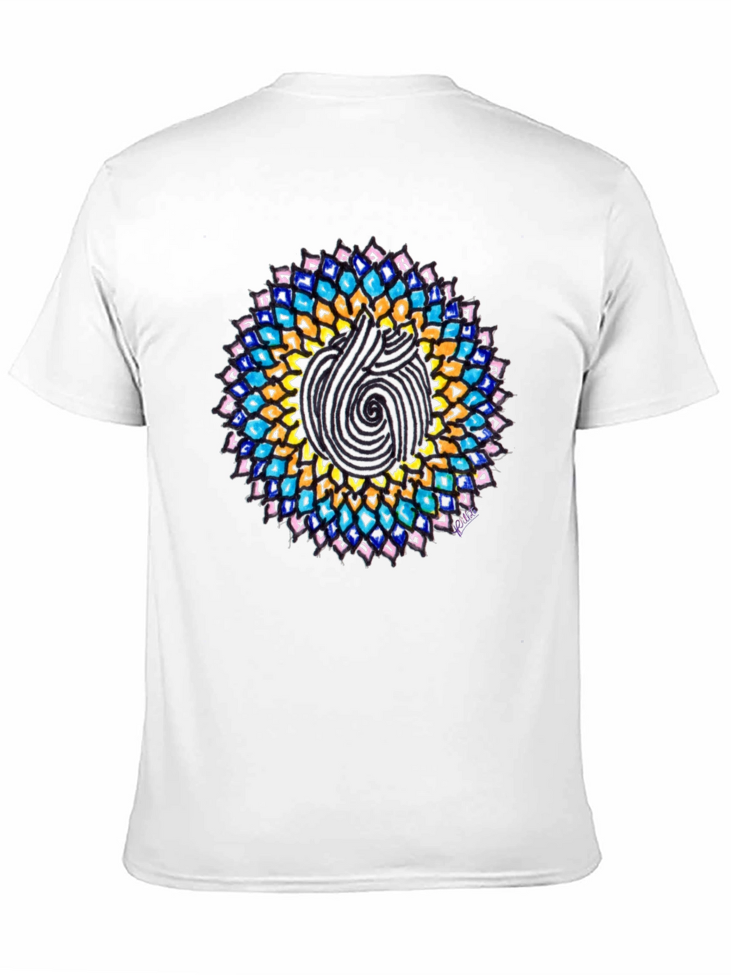 Mandala Print Black Crew Neck T-Shirt