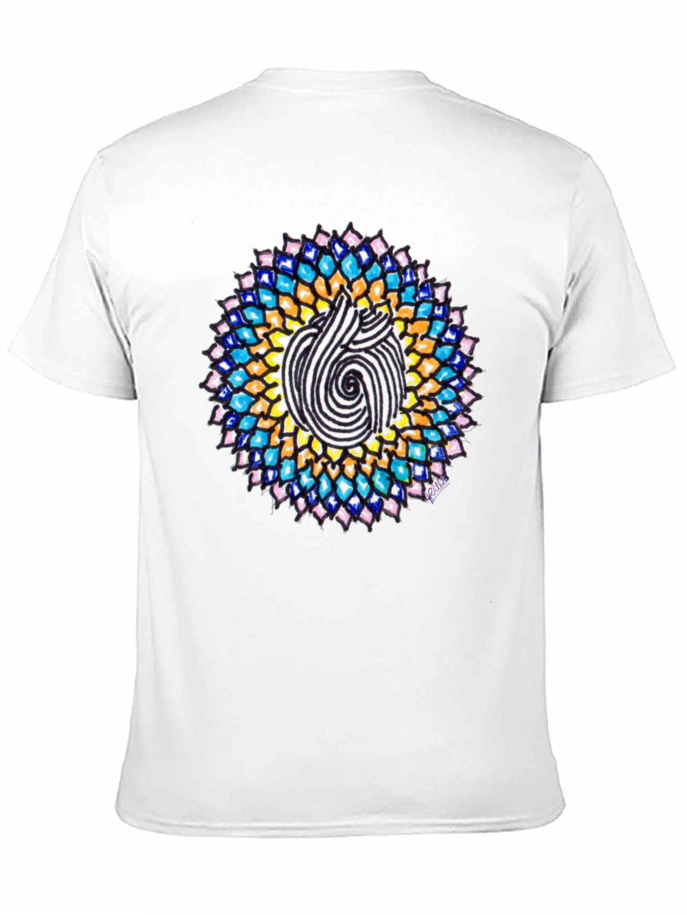 Mandala Print Black Crew Neck T-Shirt
