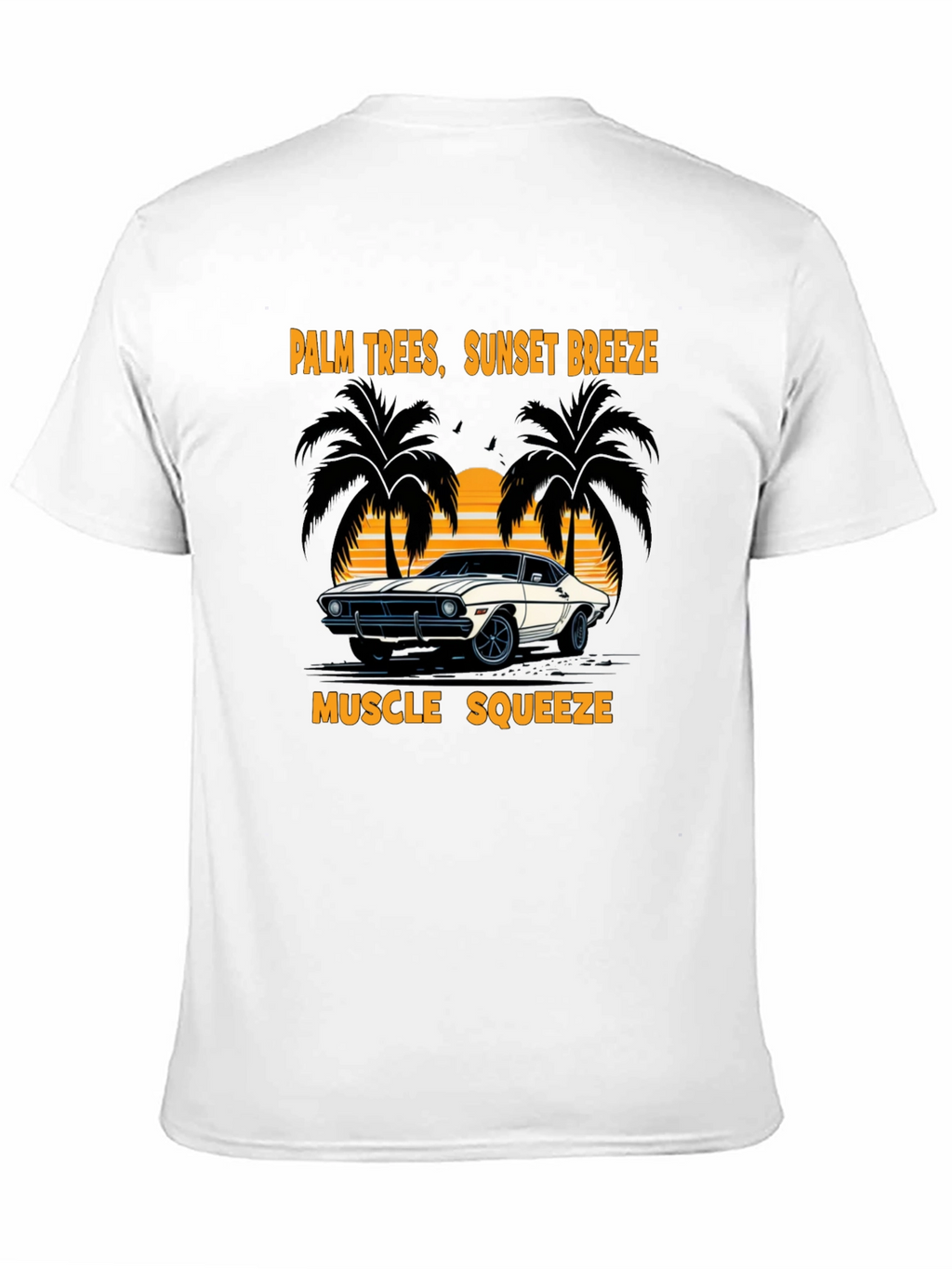 Palm Trees Sunset Breeze Muscle Car T-Shirt