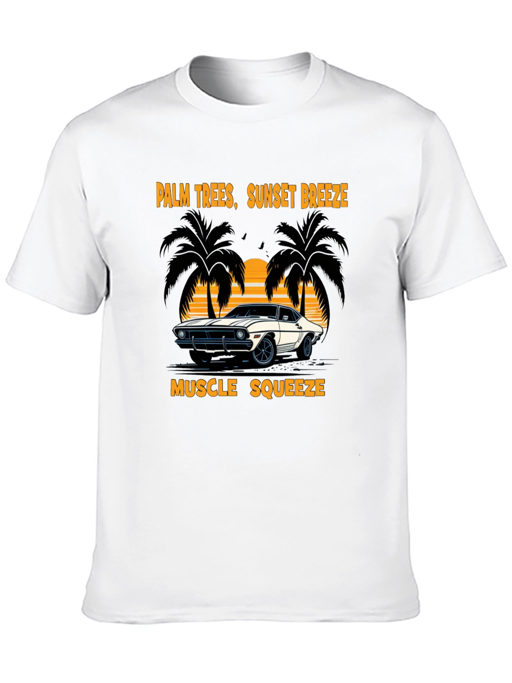 Palm Trees Sunset Breeze Muscle Car T-Shirt