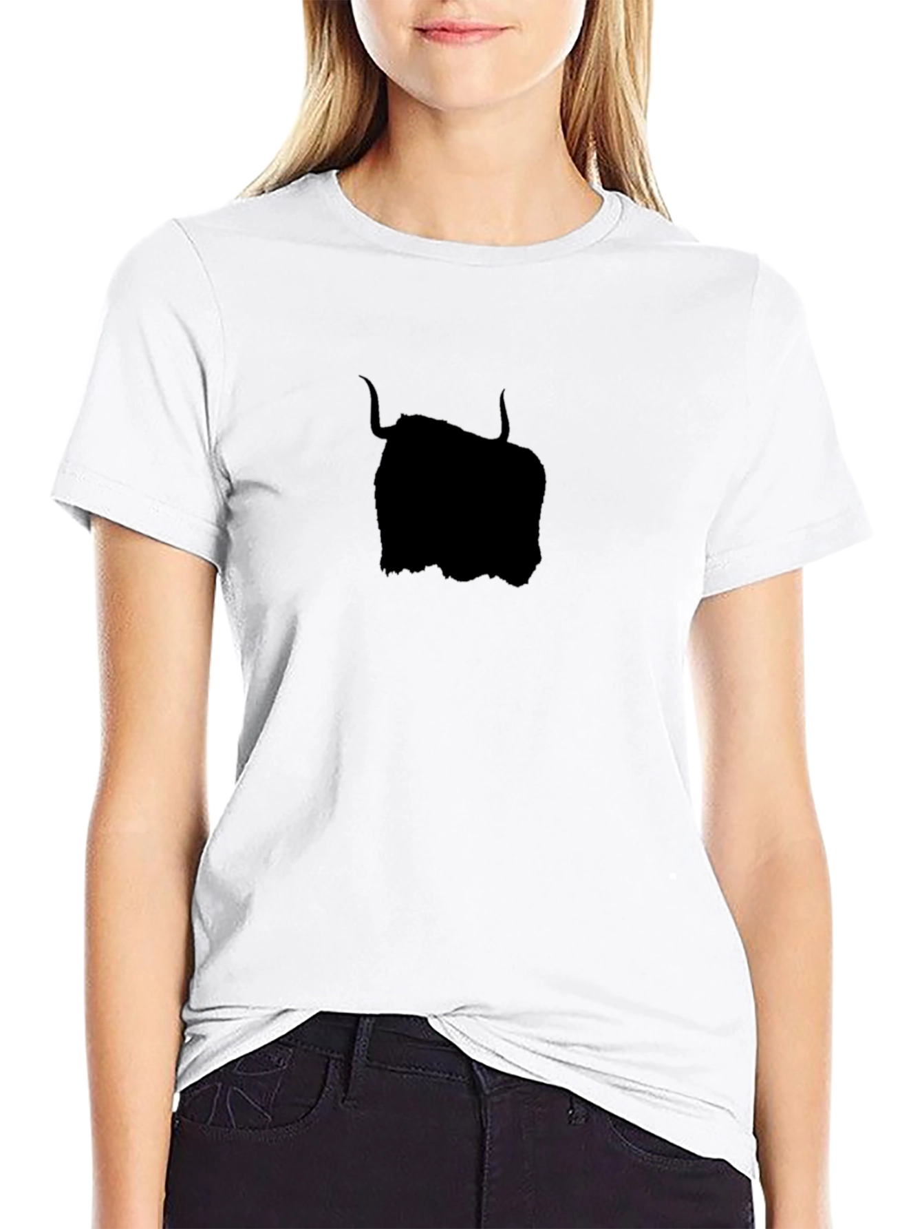 Highland Cow Silhouette Black Graphic Tee