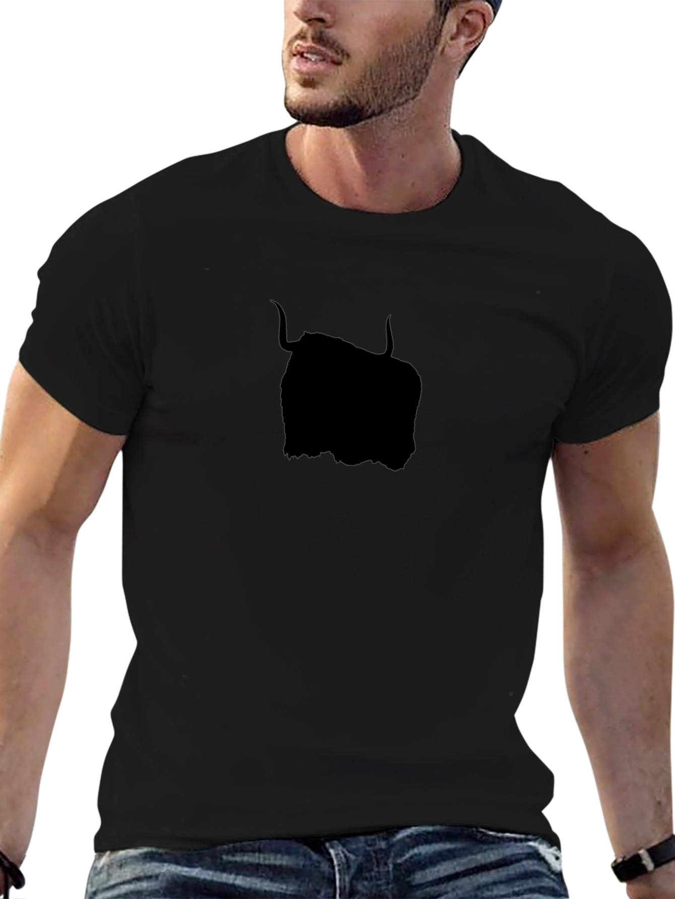 Highland Cow Silhouette Black Graphic Tee