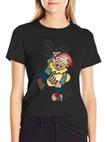 Whimsical Gnome T-Shirt - Black Cotton Tee