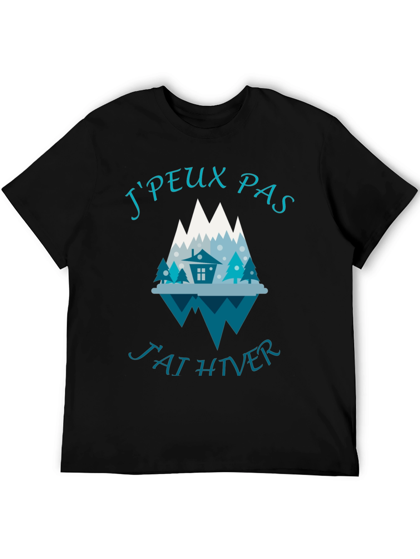 Winter Themed Tee - JPeux Pas Jai Hiver Black T-Shirt