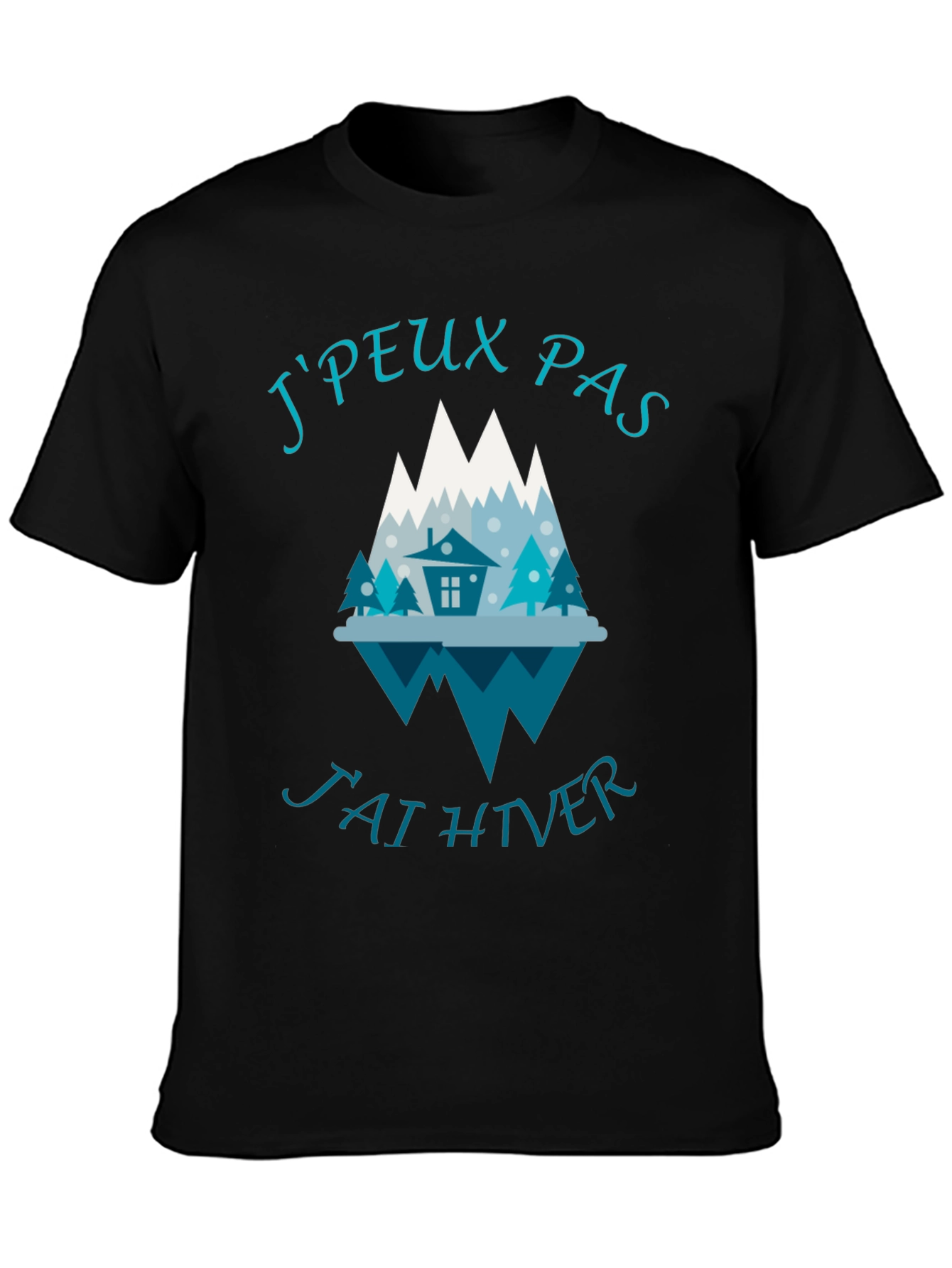 Winter Themed Tee - JPeux Pas Jai Hiver Black T-Shirt