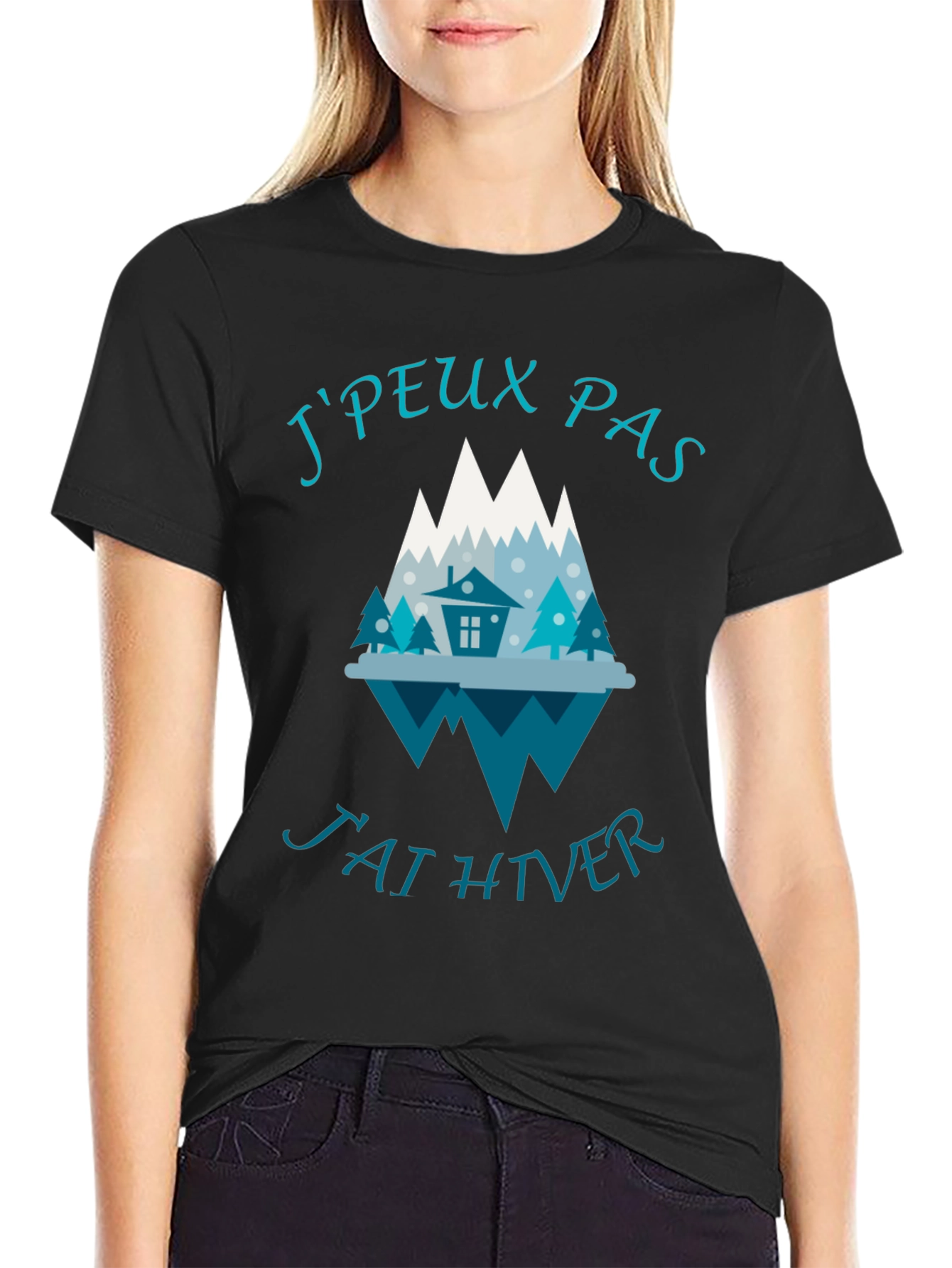 Winter Themed Tee - JPeux Pas Jai Hiver Black T-Shirt