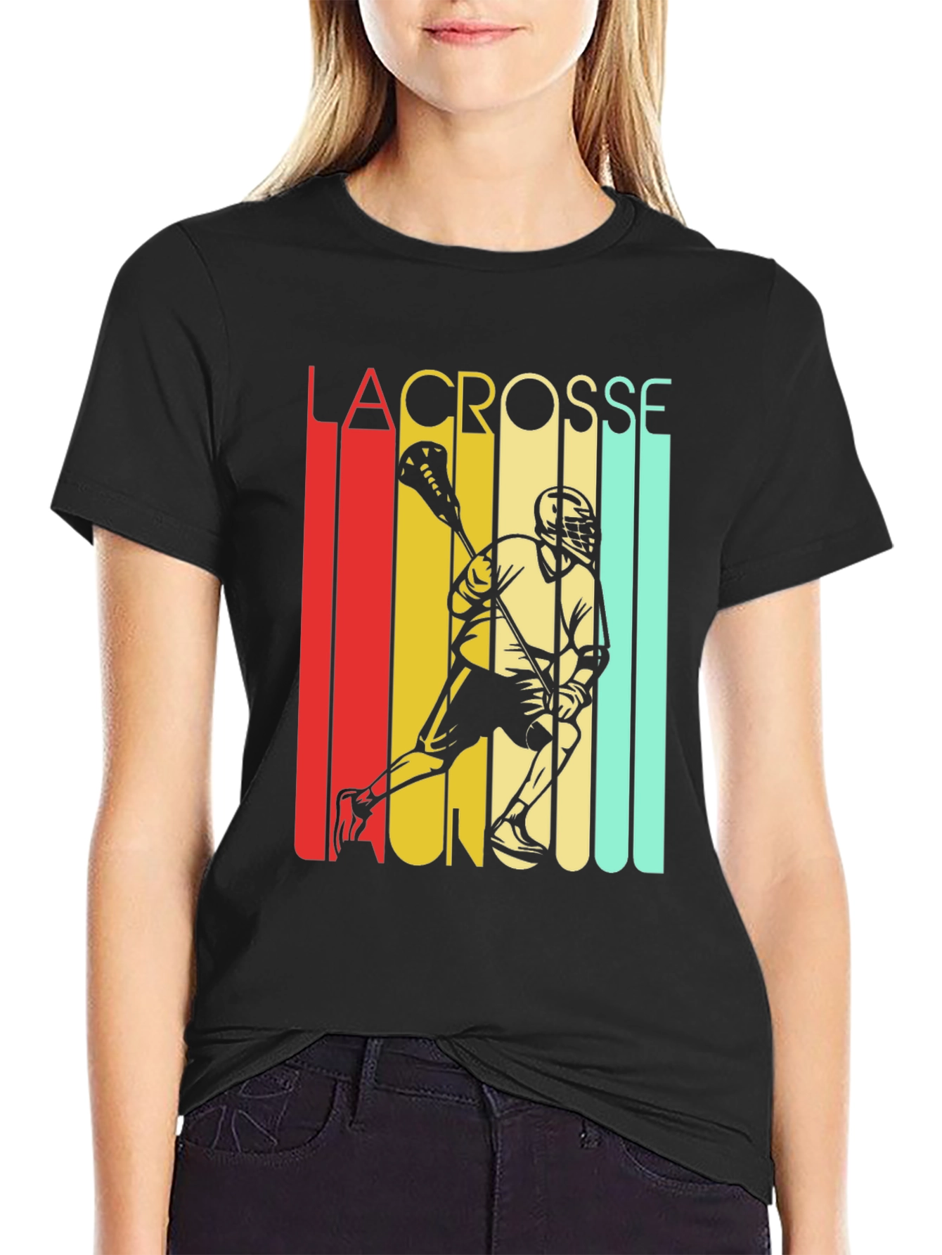 Vintage Lacrosse Player Graphic T-Shirt - Retro Style