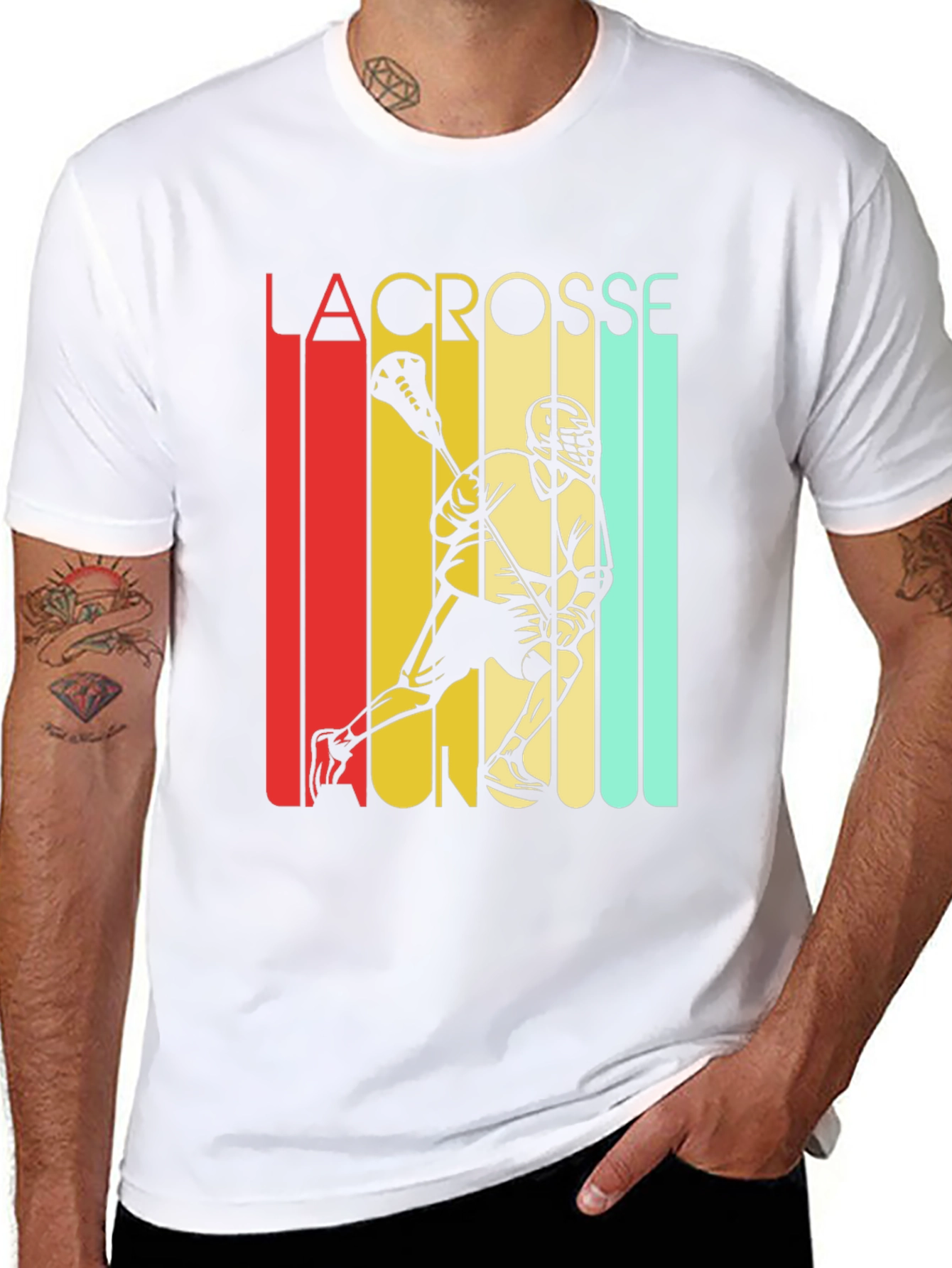 Vintage Lacrosse Player Graphic T-Shirt - Retro Style